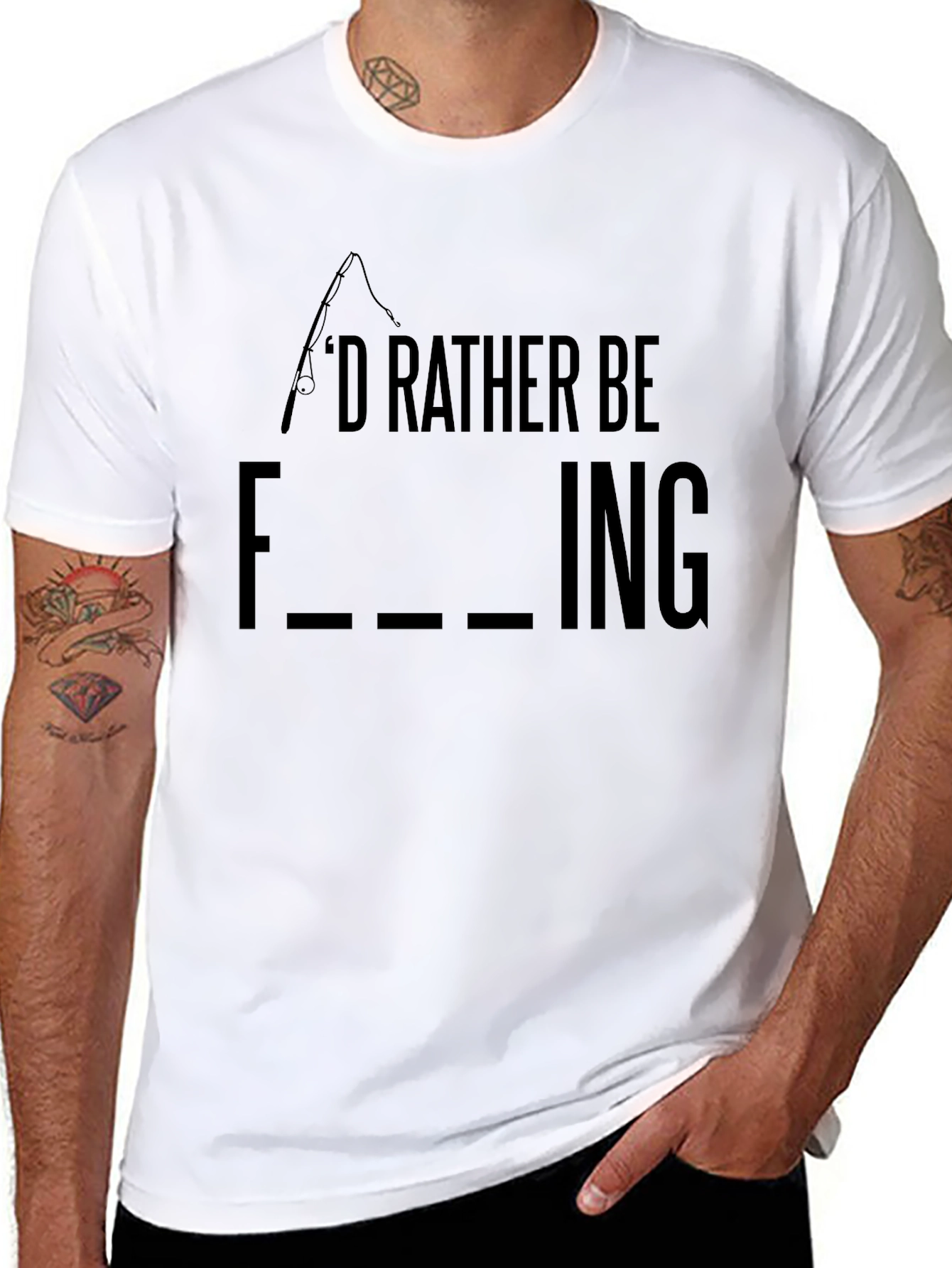 Id Rather Be Fishing Black T-Shirt