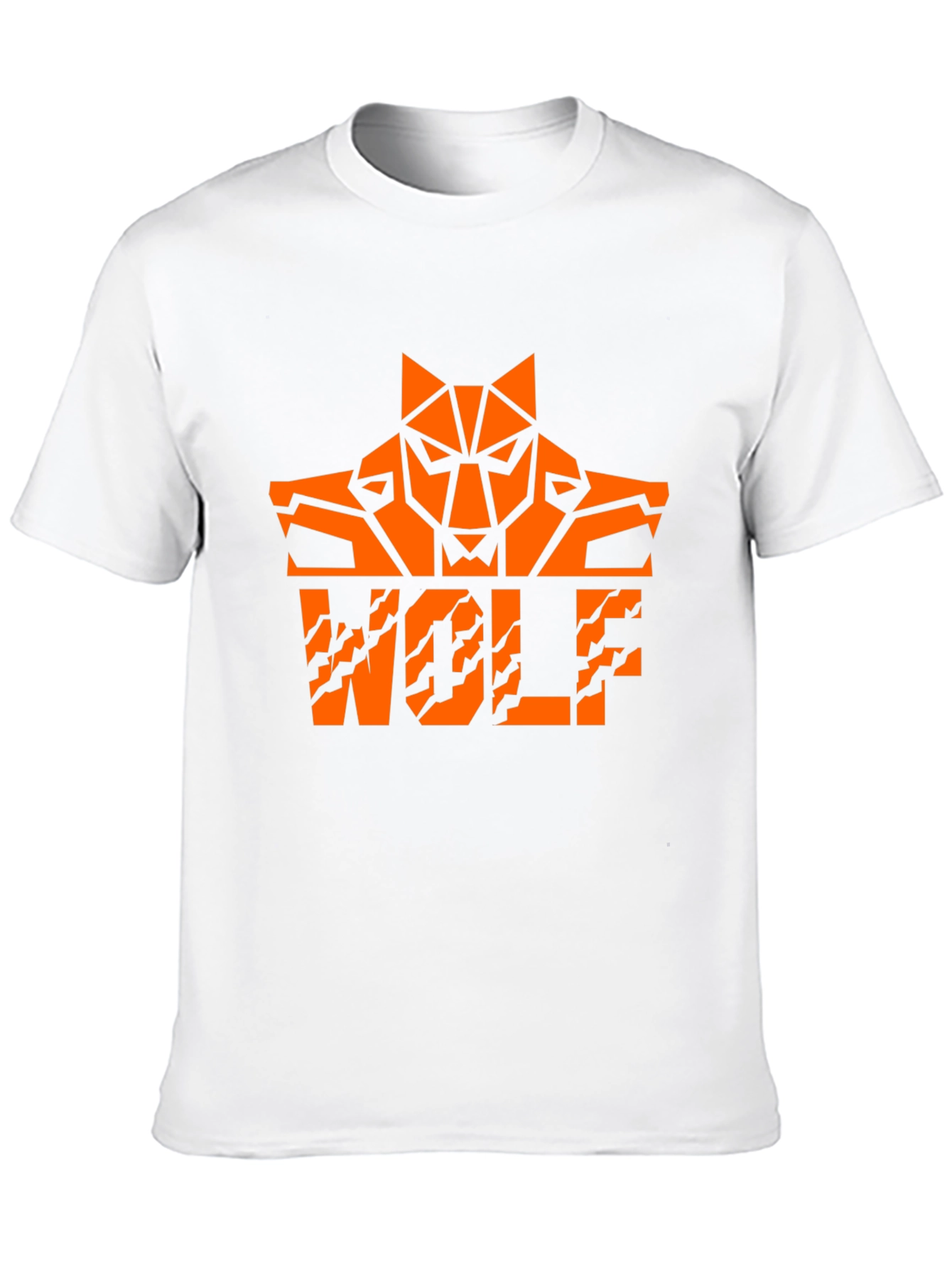 Bold Orange Wolf Graphic Black T-Shirt