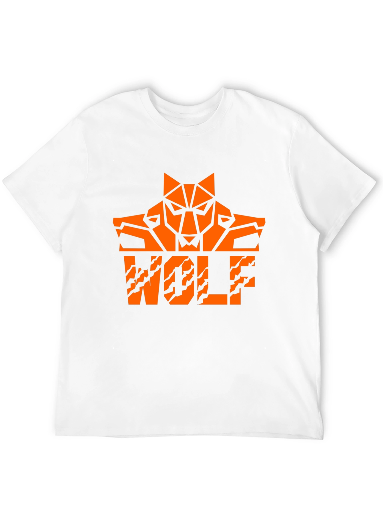 Bold Orange Wolf Graphic Black T-Shirt