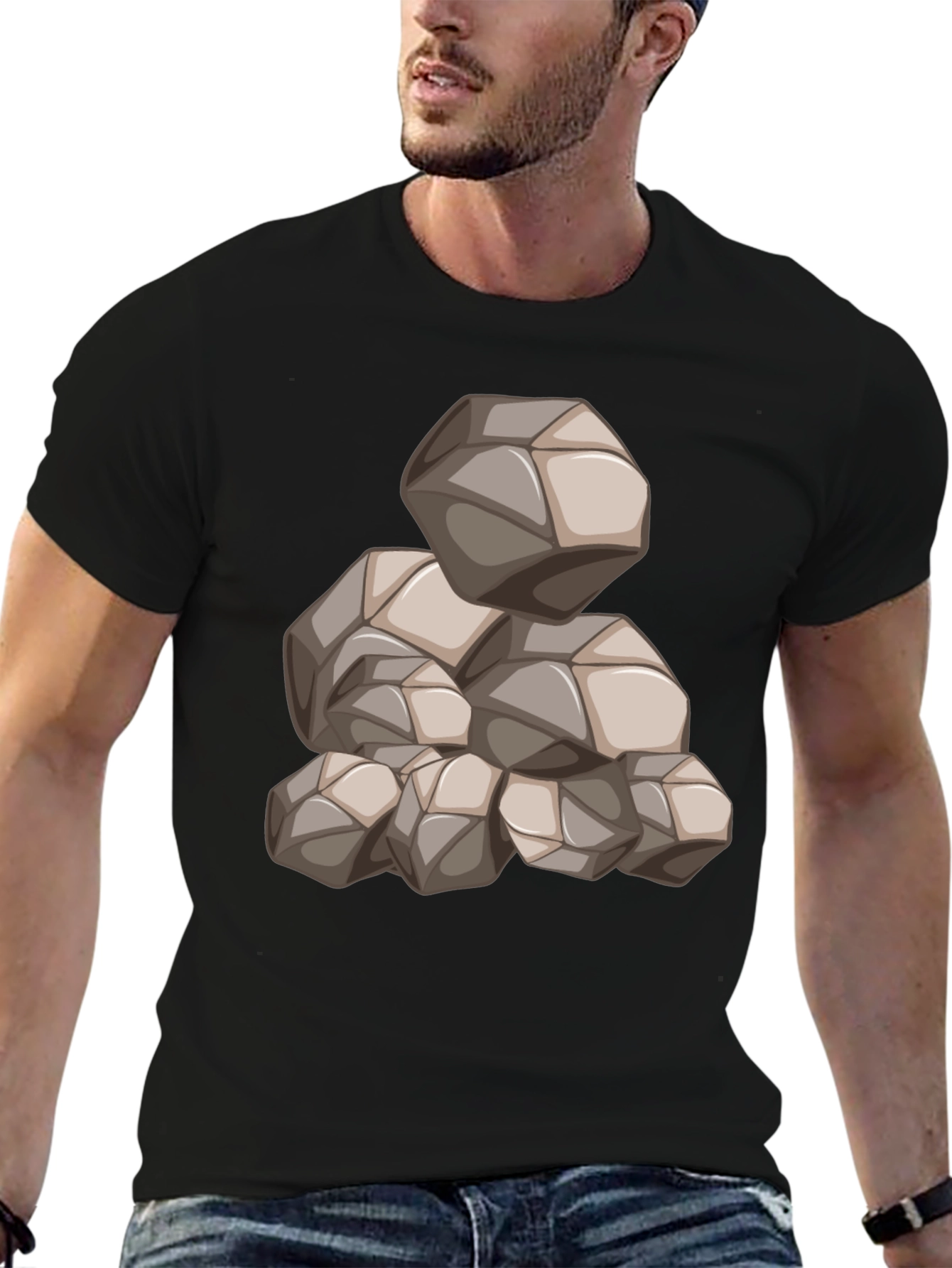 Mens Black Graphic Tee - Rock Pile Design