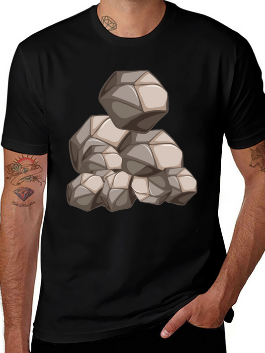 Mens Black Graphic Tee - Rock Pile Design