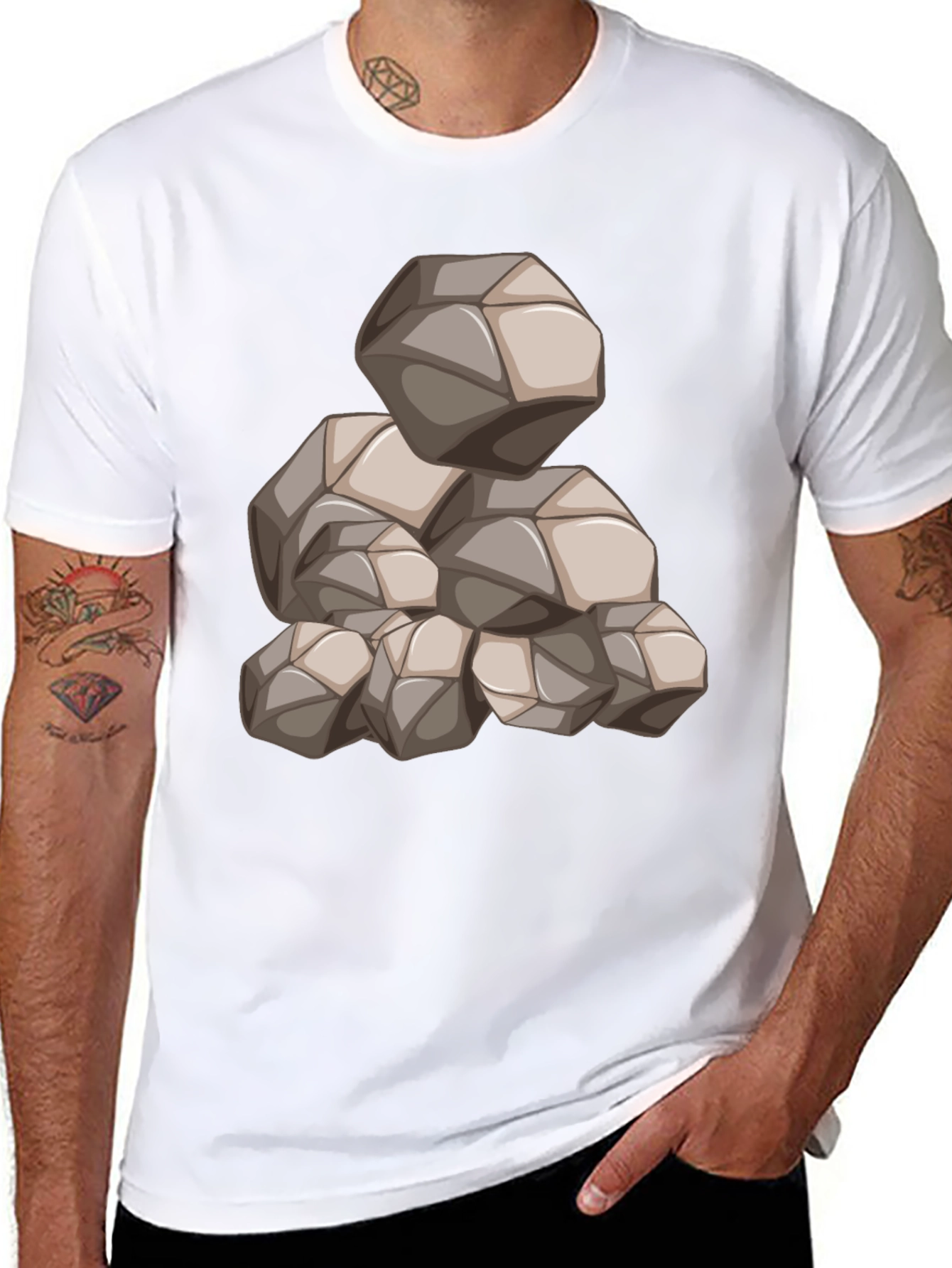 Mens Black Graphic Tee - Rock Pile Design