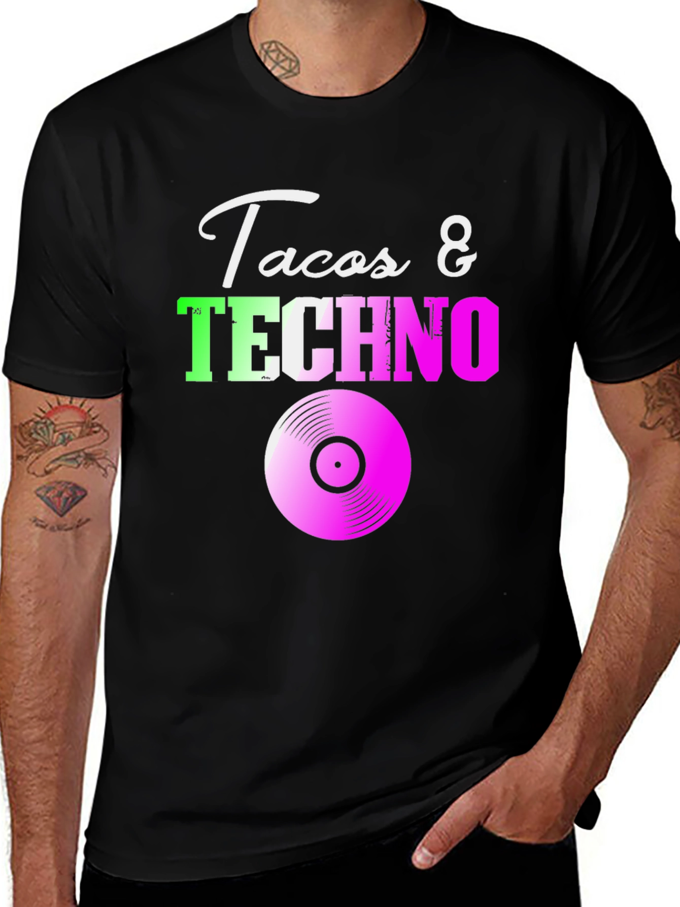 Tacos & Techno Graphic Tee - Music Lover T-Shirt