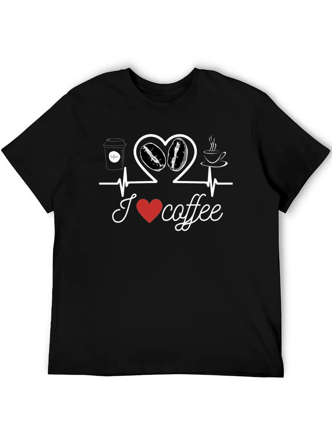 I Love Coffee T-Shirt - Heartbeat Design
