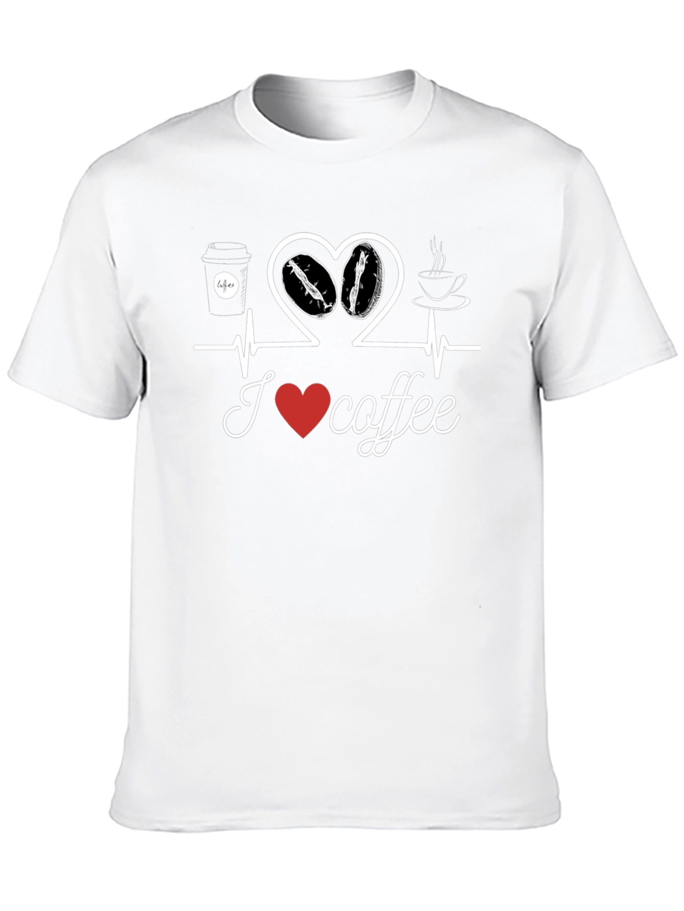 I Love Coffee T-Shirt - Heartbeat Design