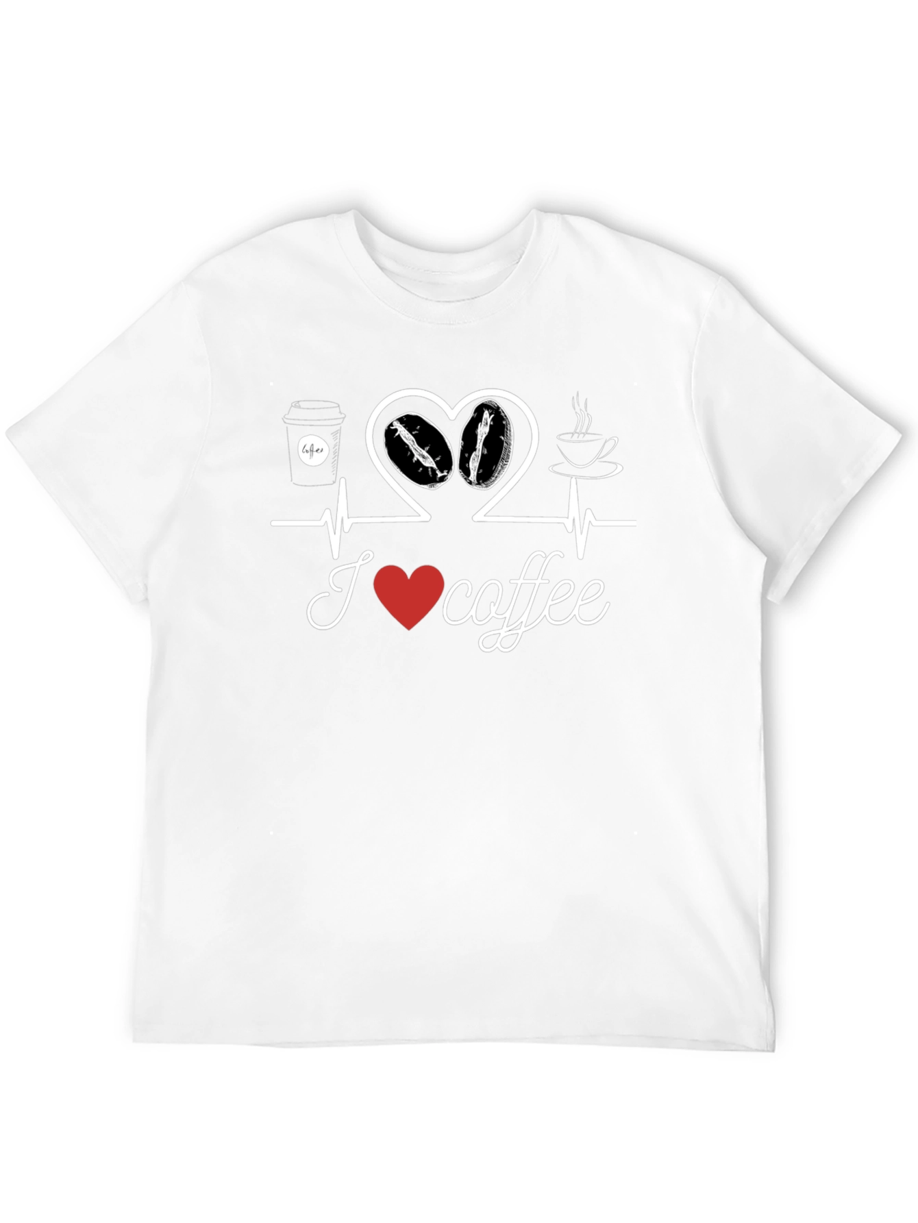 I Love Coffee T-Shirt - Heartbeat Design