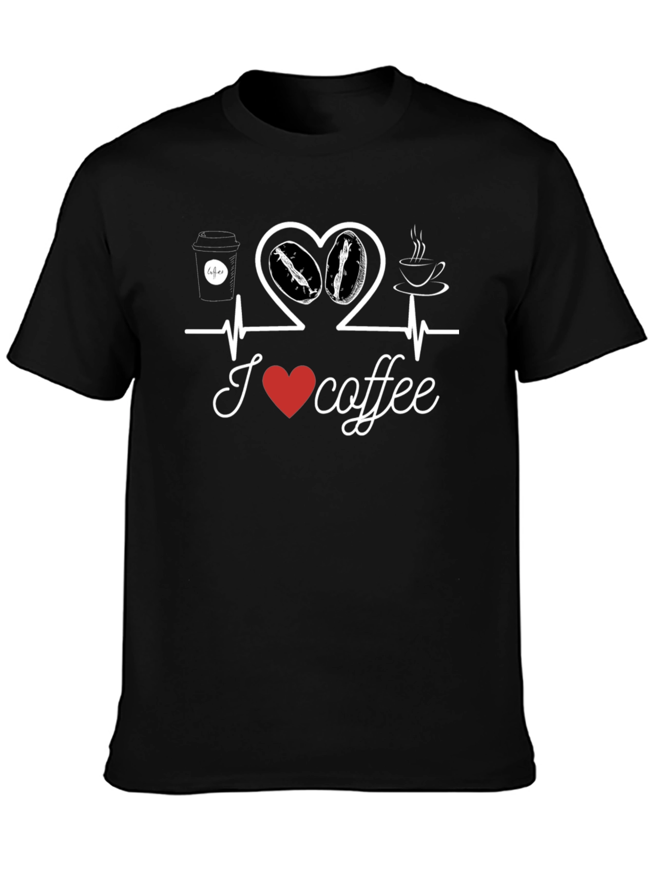 I Love Coffee T-Shirt - Heartbeat Design