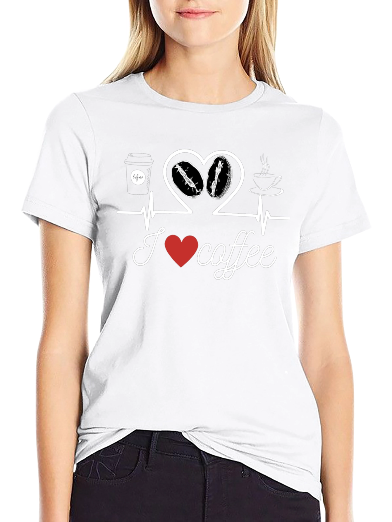 I Love Coffee T-Shirt - Heartbeat Design