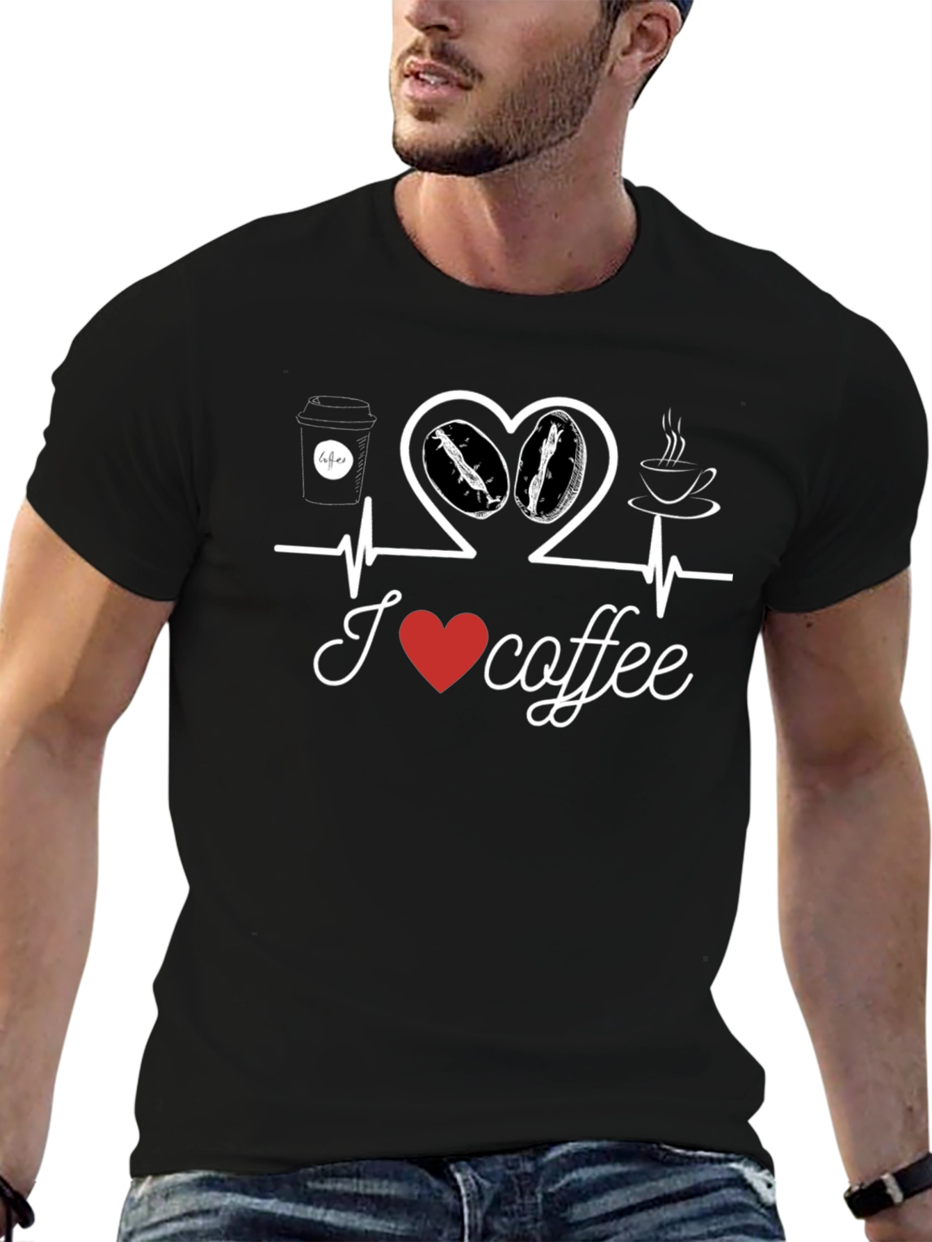 I Love Coffee T-Shirt - Heartbeat Design