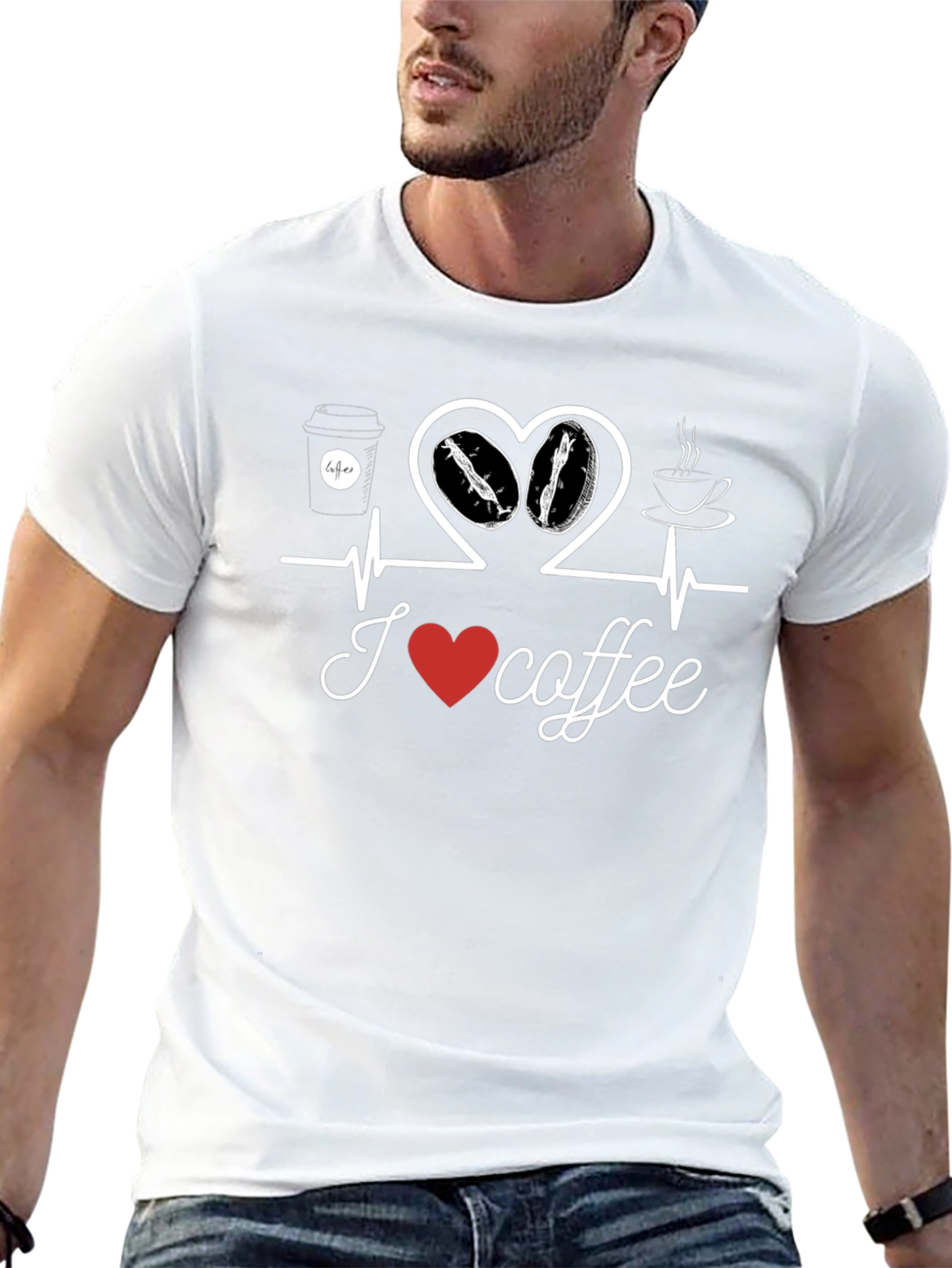 I Love Coffee T-Shirt - Heartbeat Design