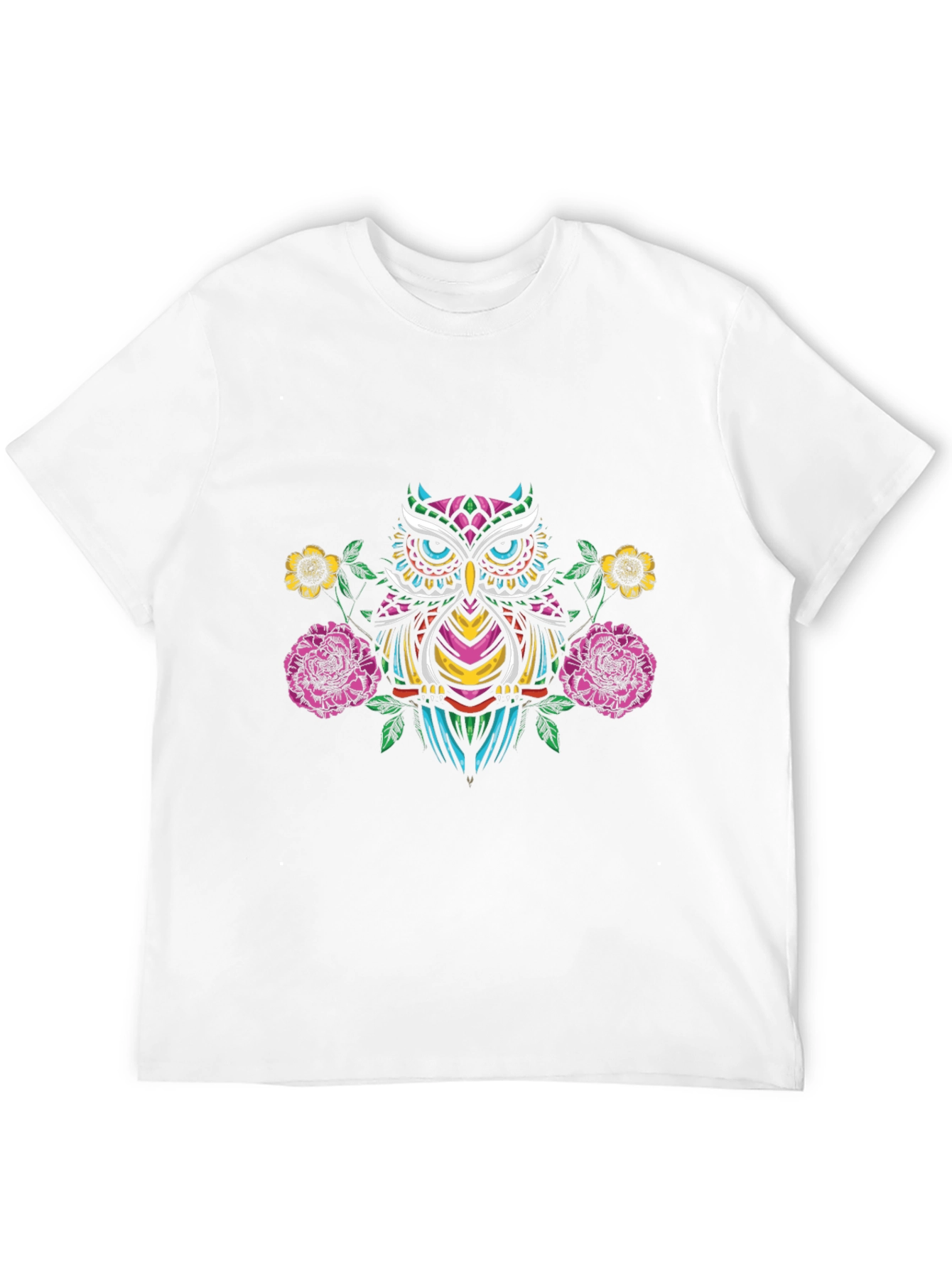 Owl & Floral Graphic Black T-Shirt