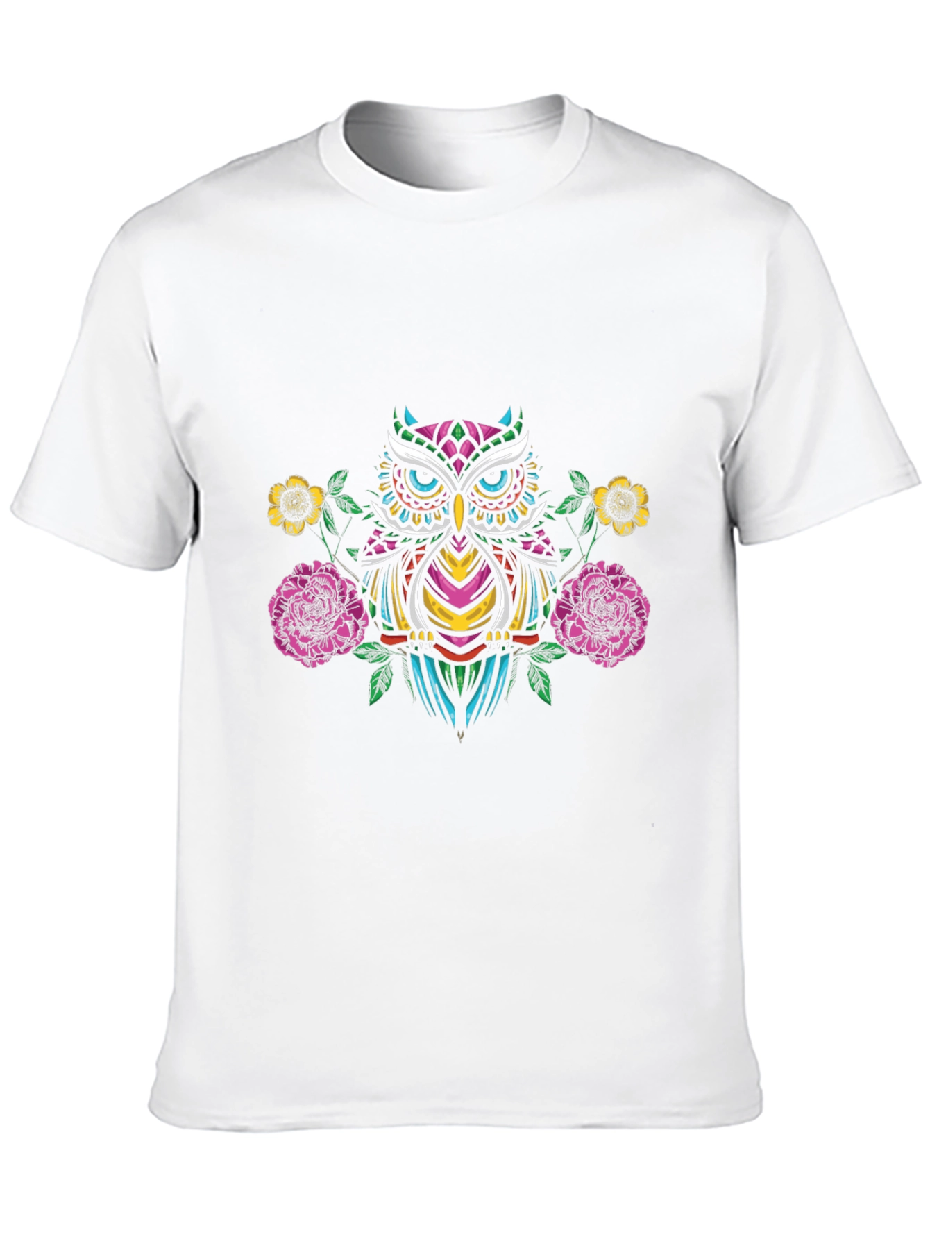 Owl & Floral Graphic Black T-Shirt