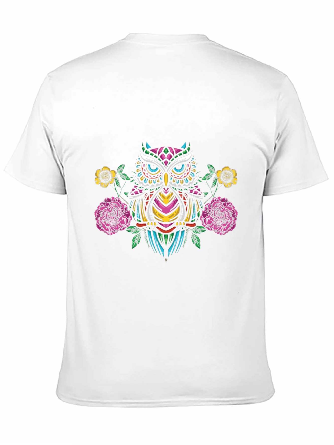 Owl & Floral Graphic Black T-Shirt