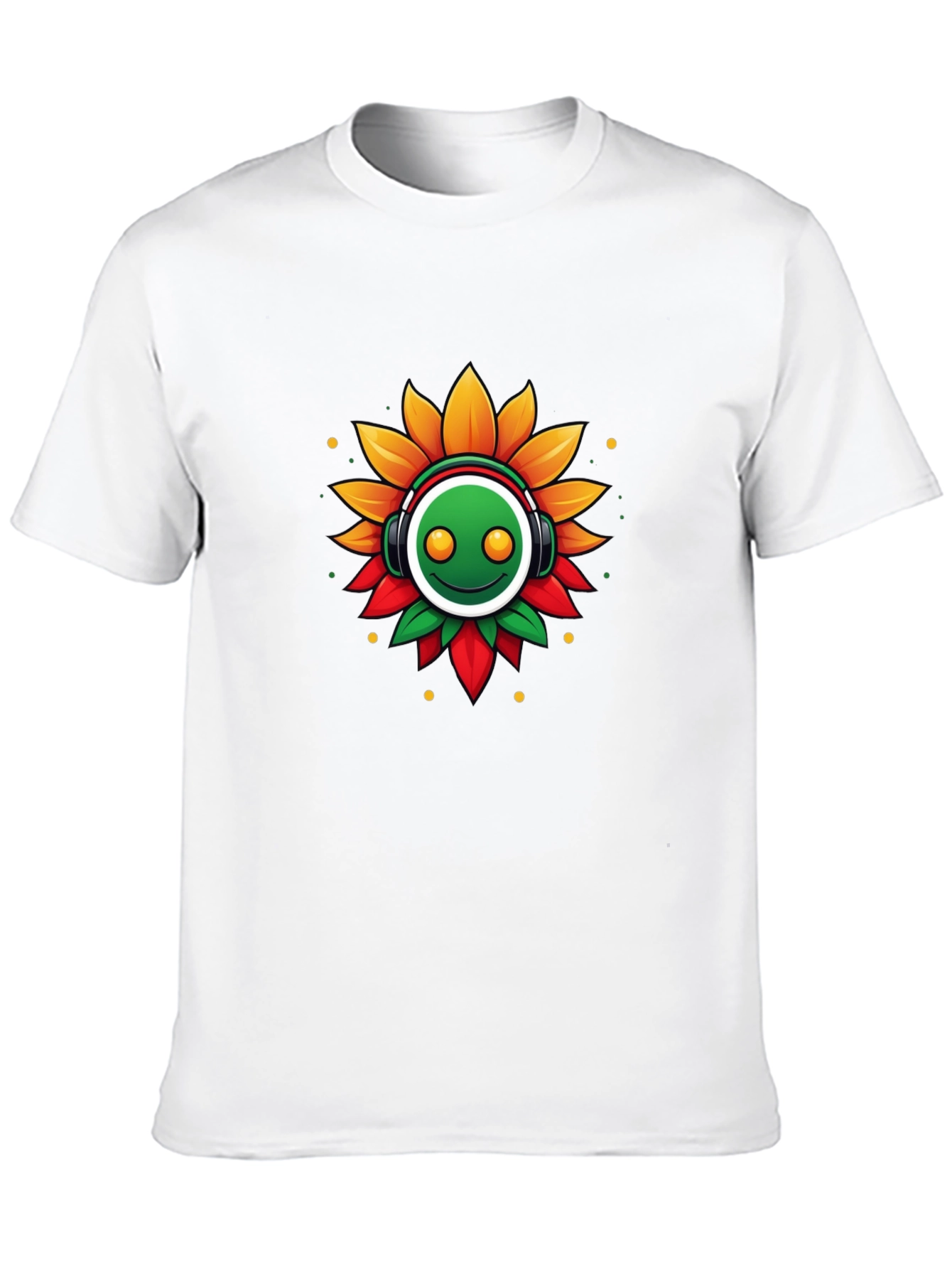 Funky Sunflower Headphone Graphic Tee