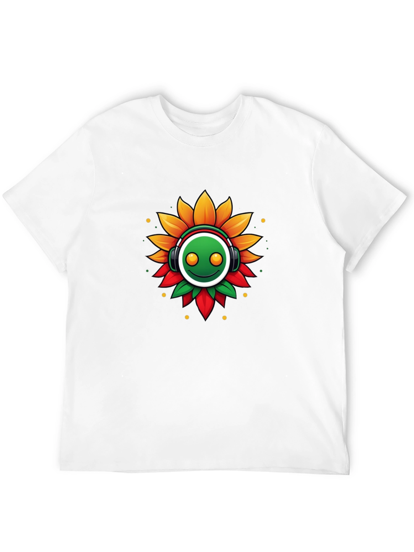 Funky Sunflower Headphone Graphic Tee