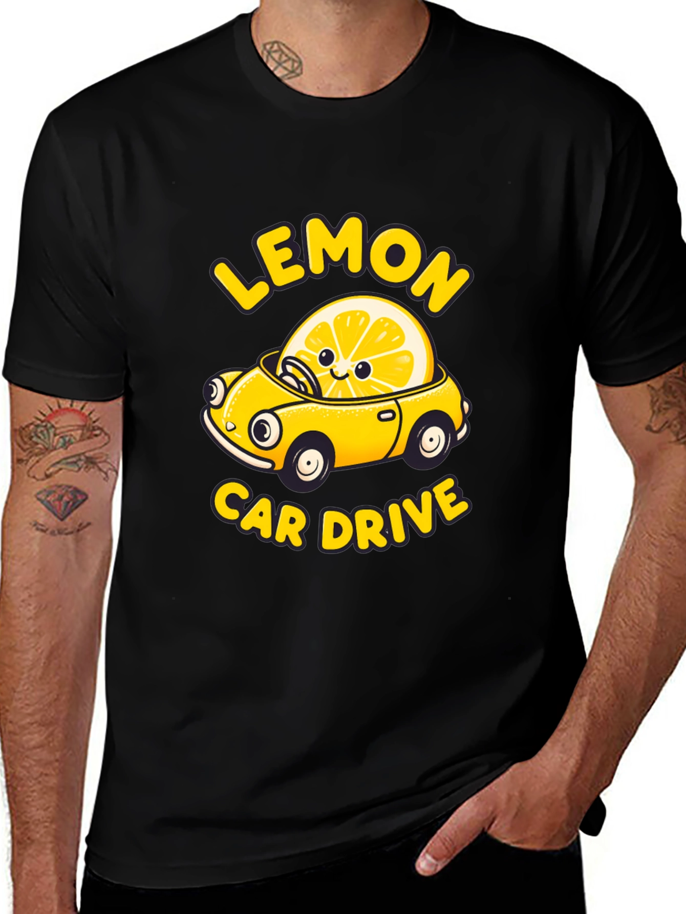 Lemon Car Drive Graphic Tee -  Unique Design