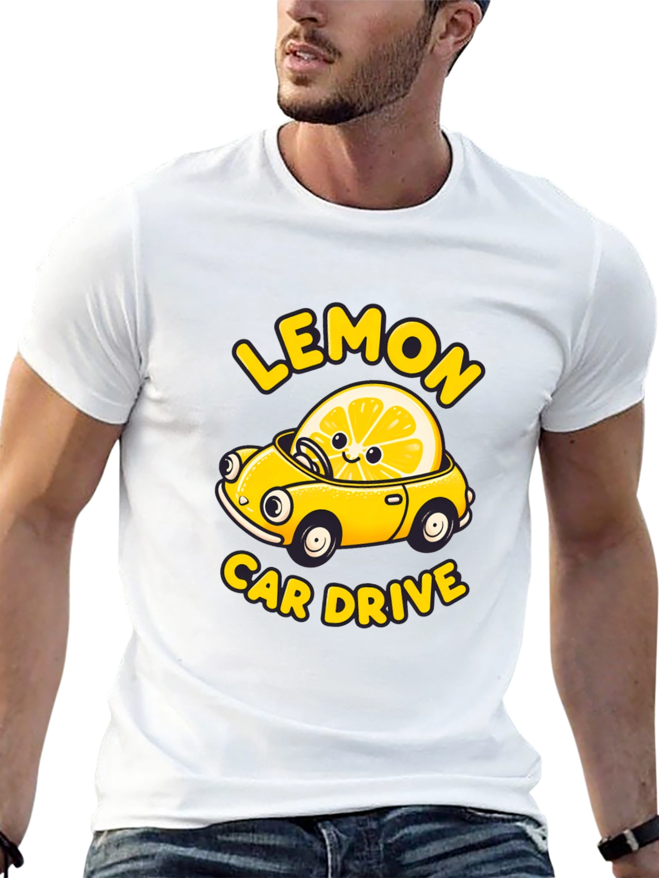 Lemon Car Drive Graphic Tee -  Unique Design