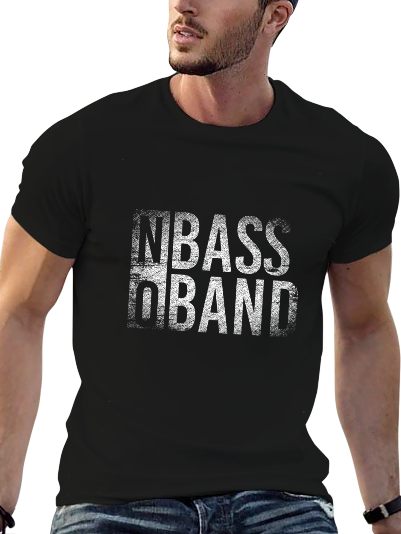 Bass Band Distressed Graphic Black T-Shirt