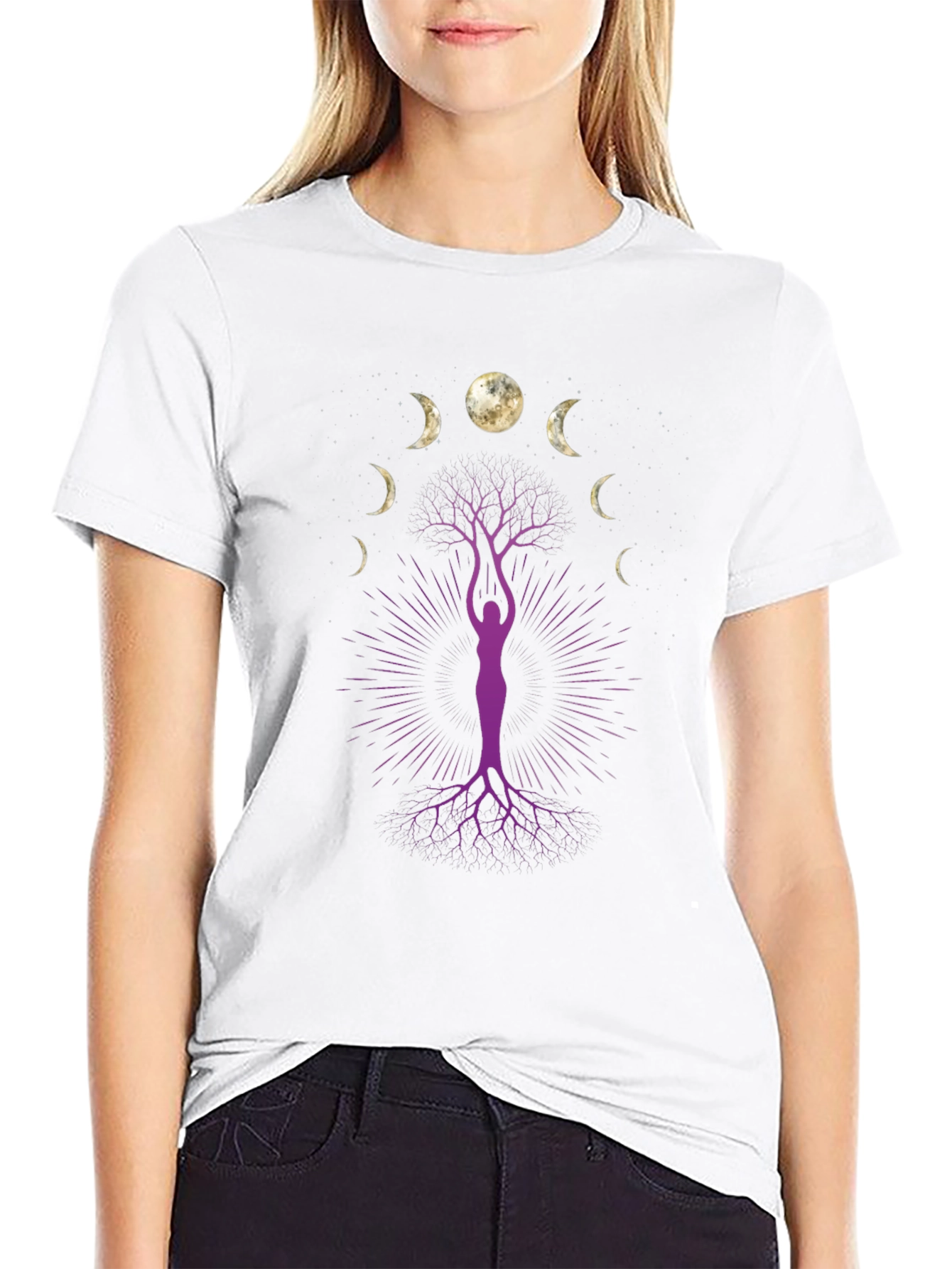 Moon Phase Tree Graphic Tee - Black