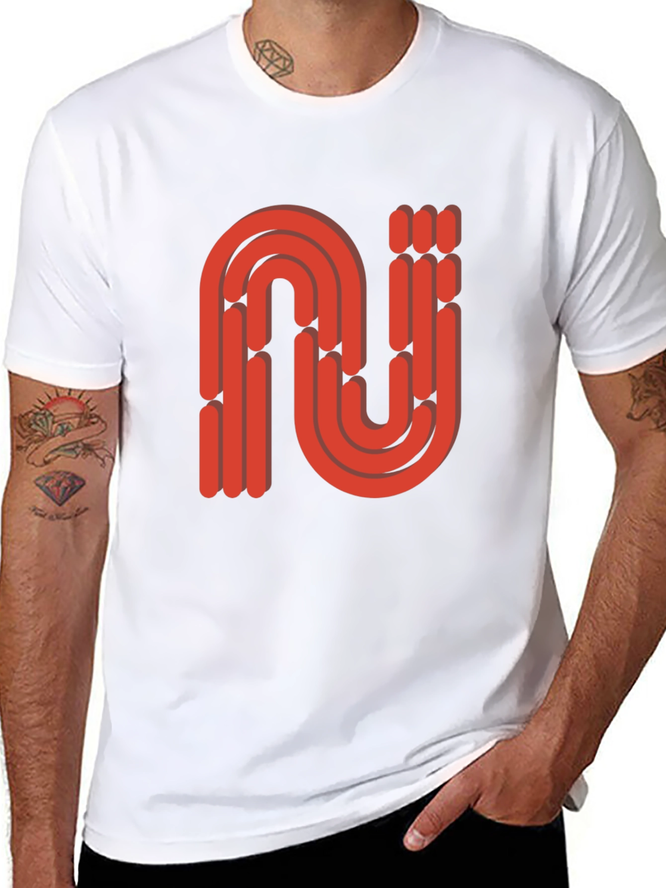 Retro Red N Letter T-Shirt - Stylish and Unique