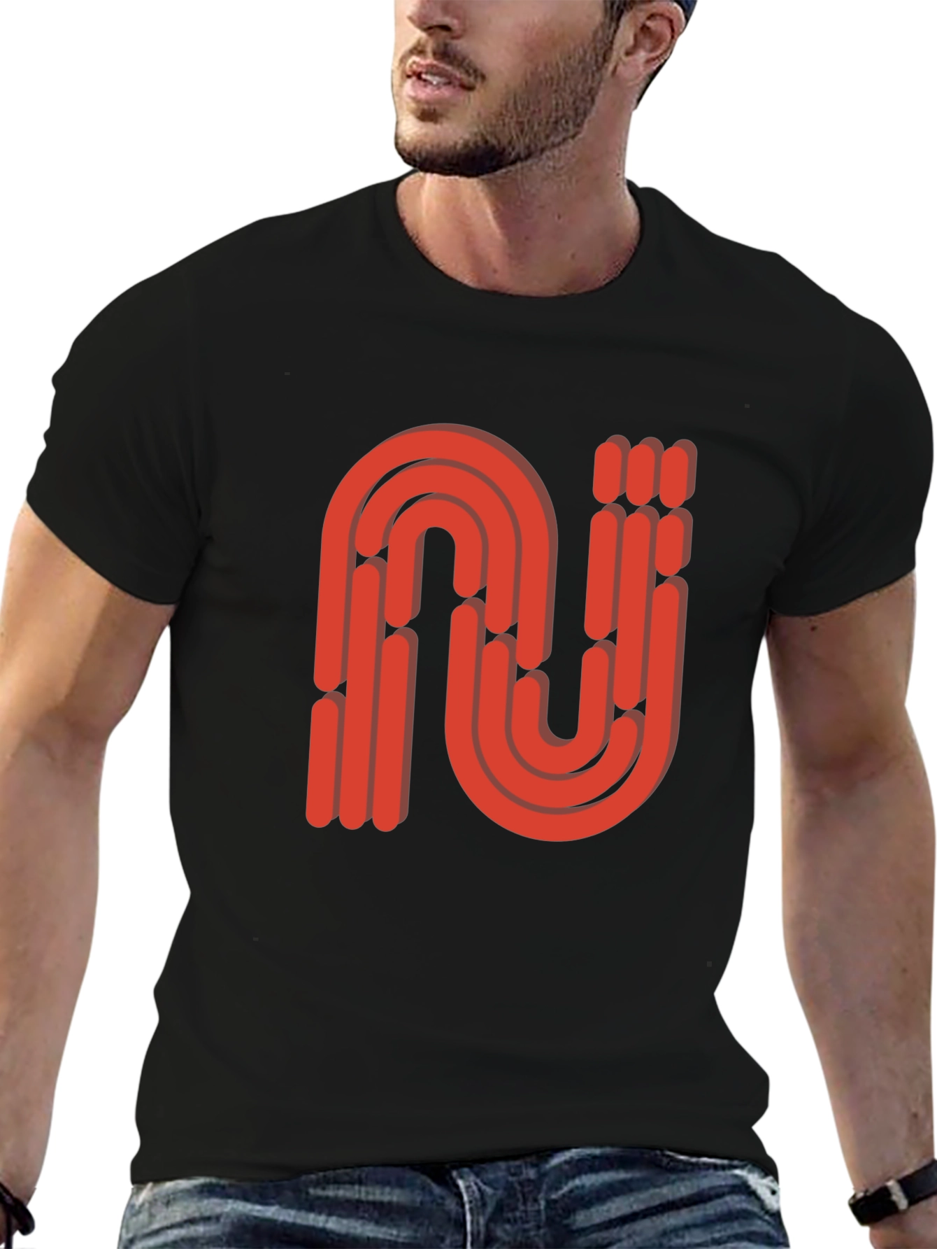 Retro Red N Letter T-Shirt - Stylish and Unique