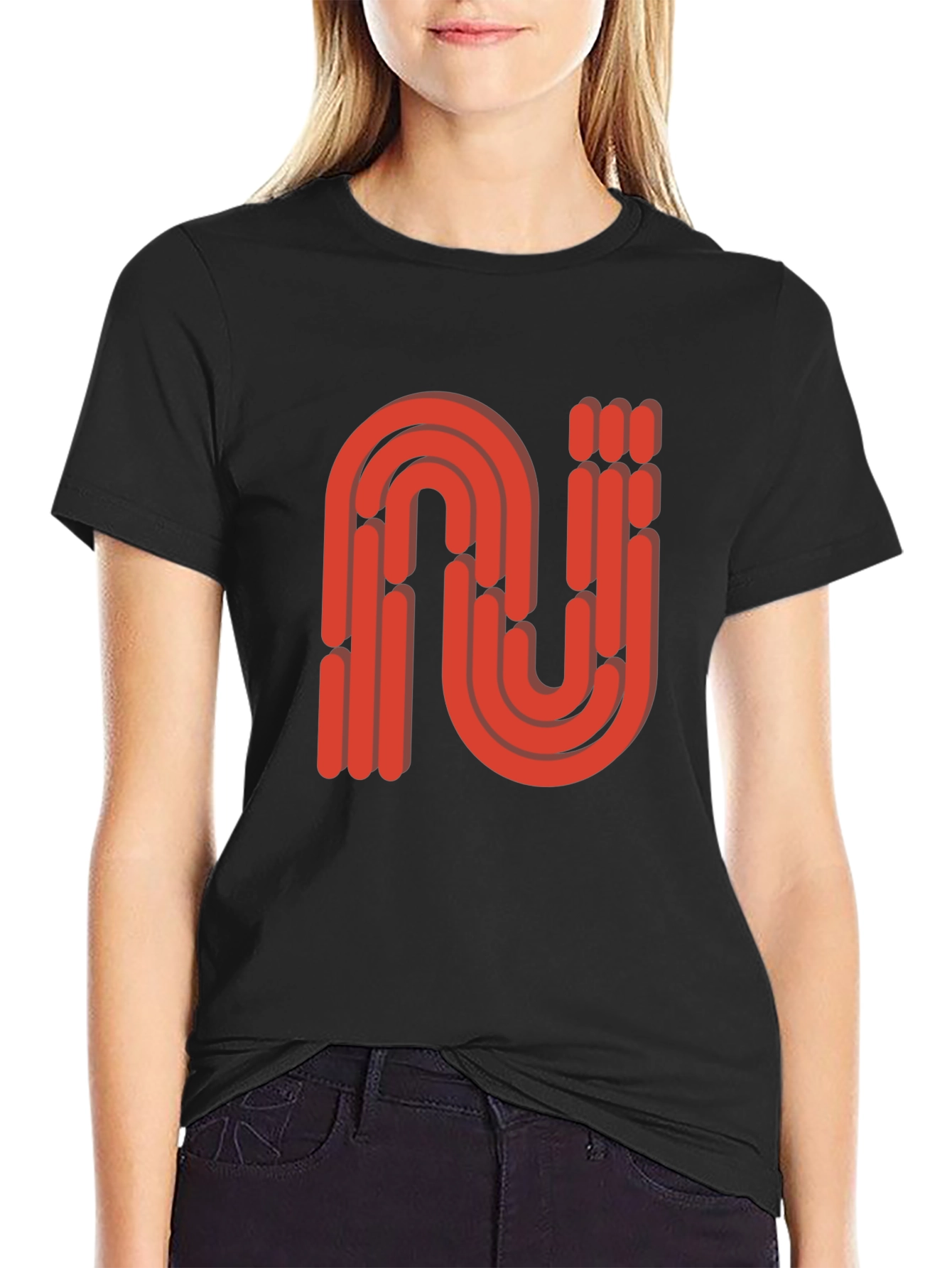 Retro Red N Letter T-Shirt - Stylish and Unique
