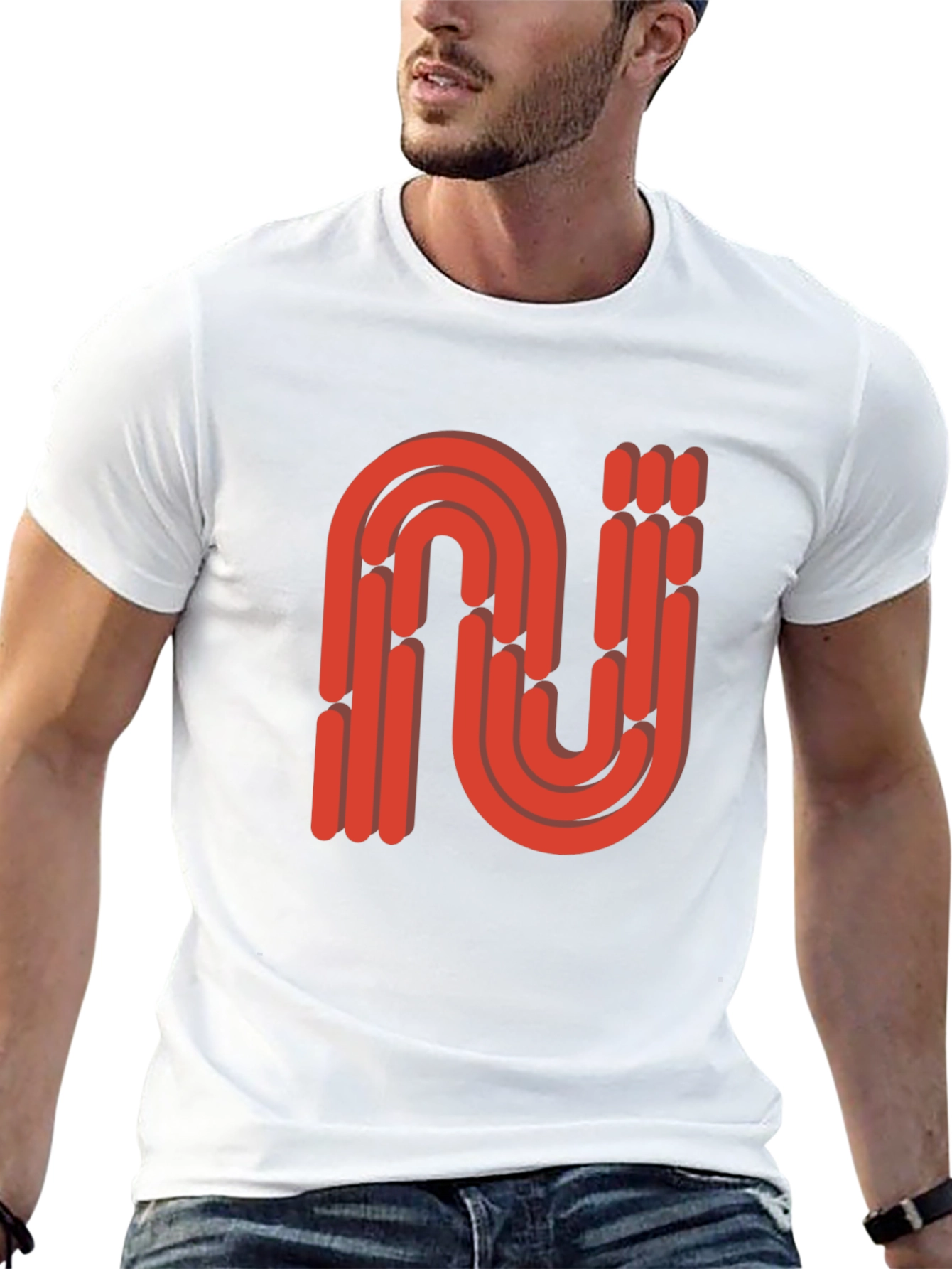 Retro Red N Letter T-Shirt - Stylish and Unique