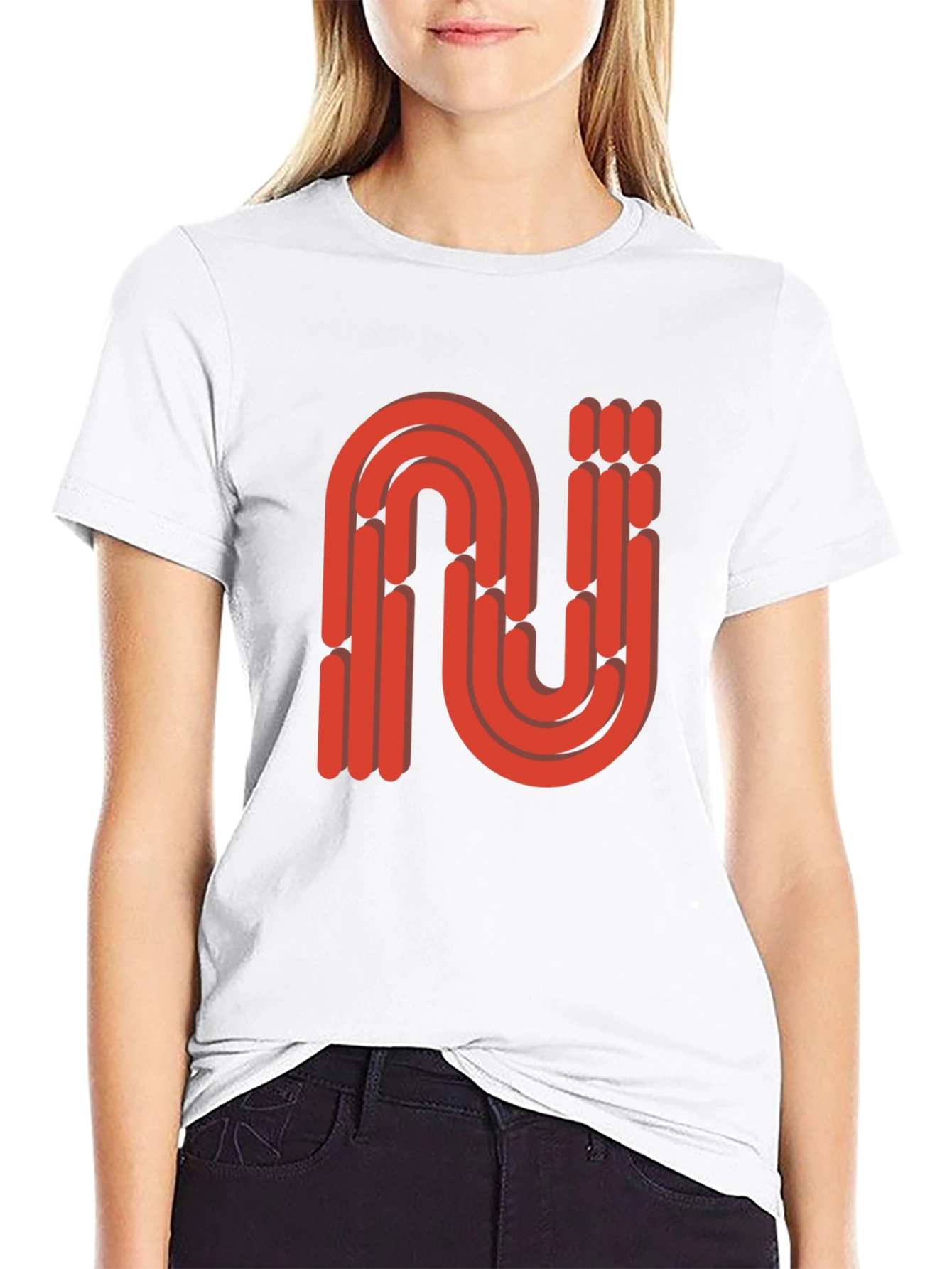Retro Red N Letter T-Shirt - Stylish and Unique