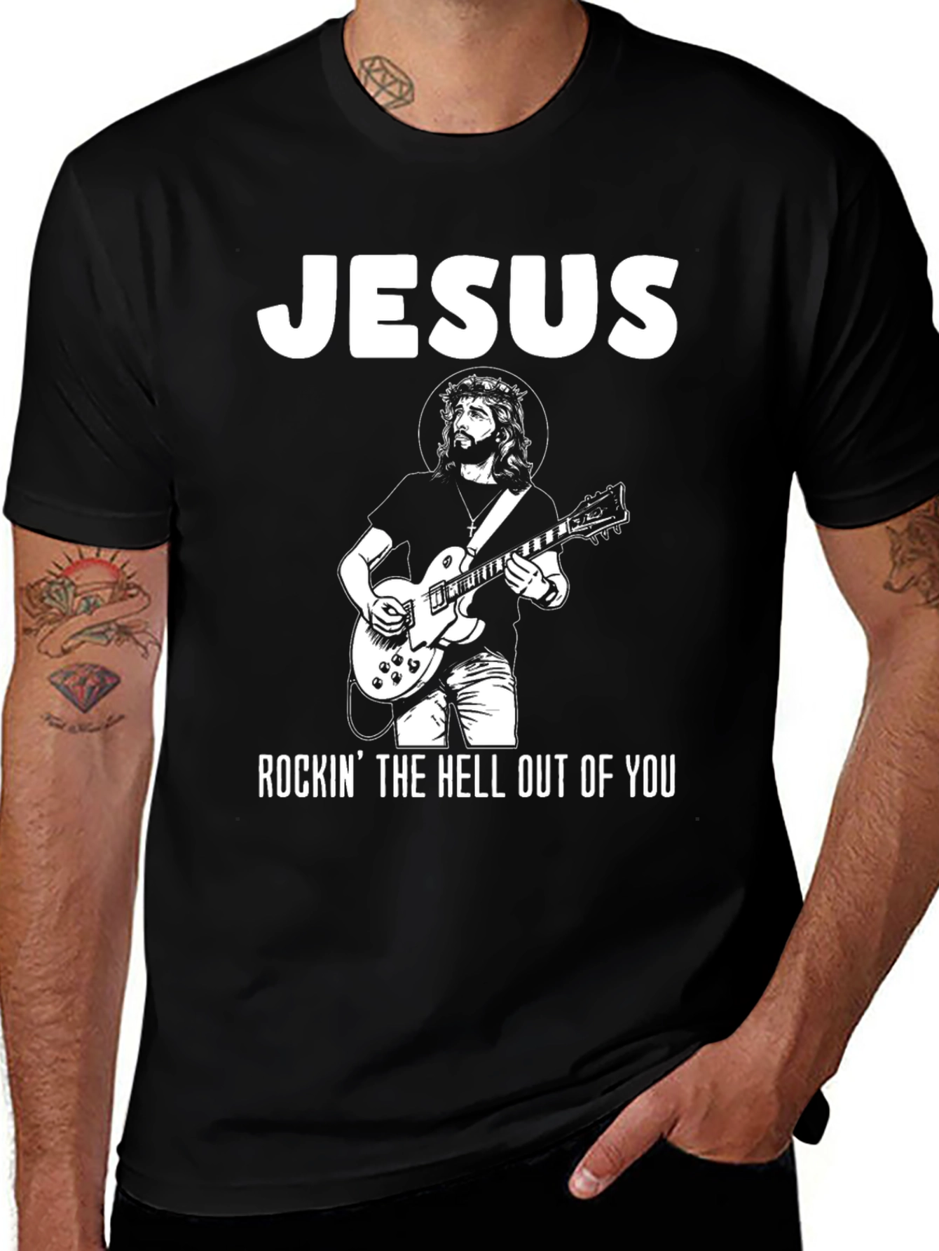 Jesus Rockin T-Shirt - Black Cotton Tee