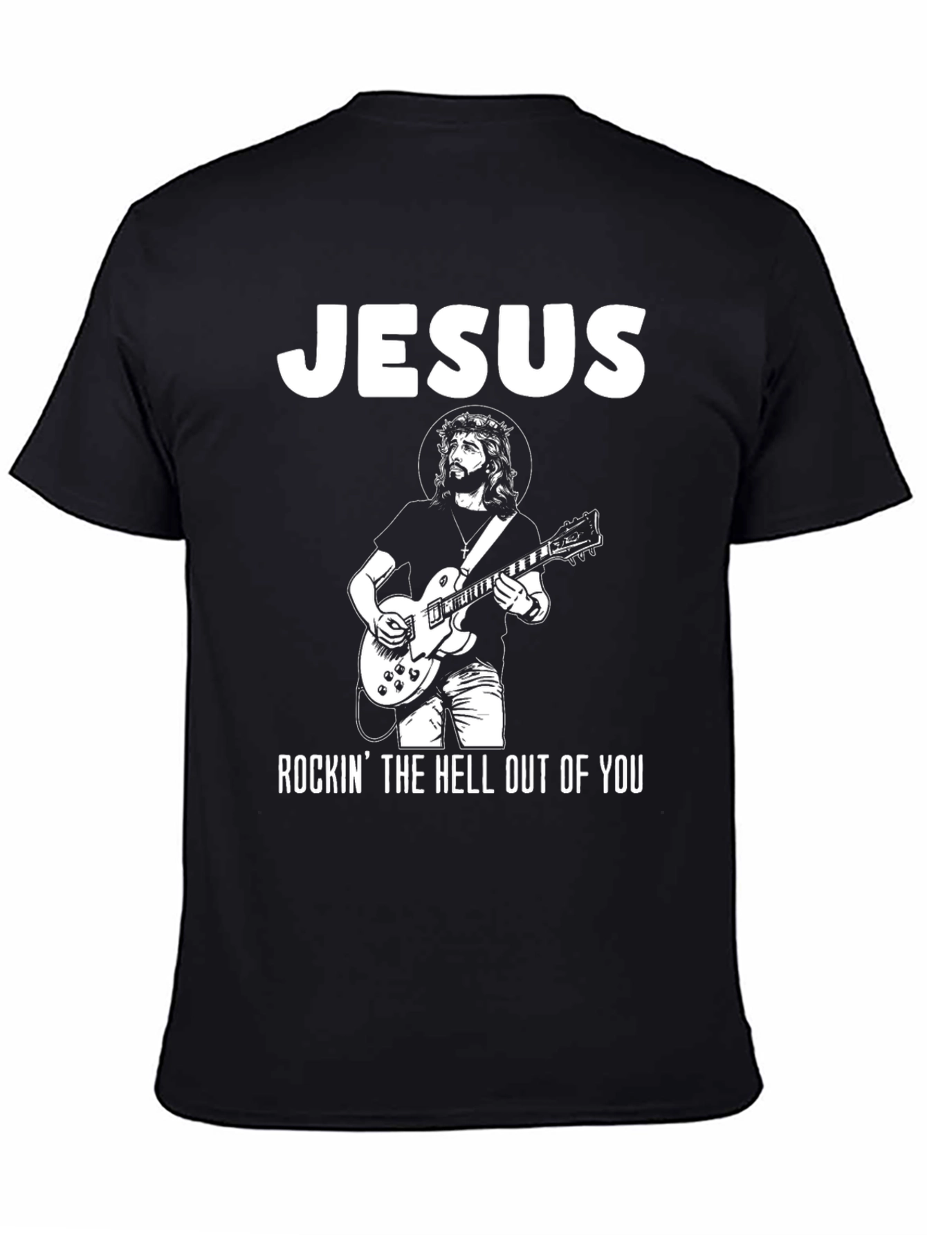 Jesus Rockin T-Shirt - Black Cotton Tee