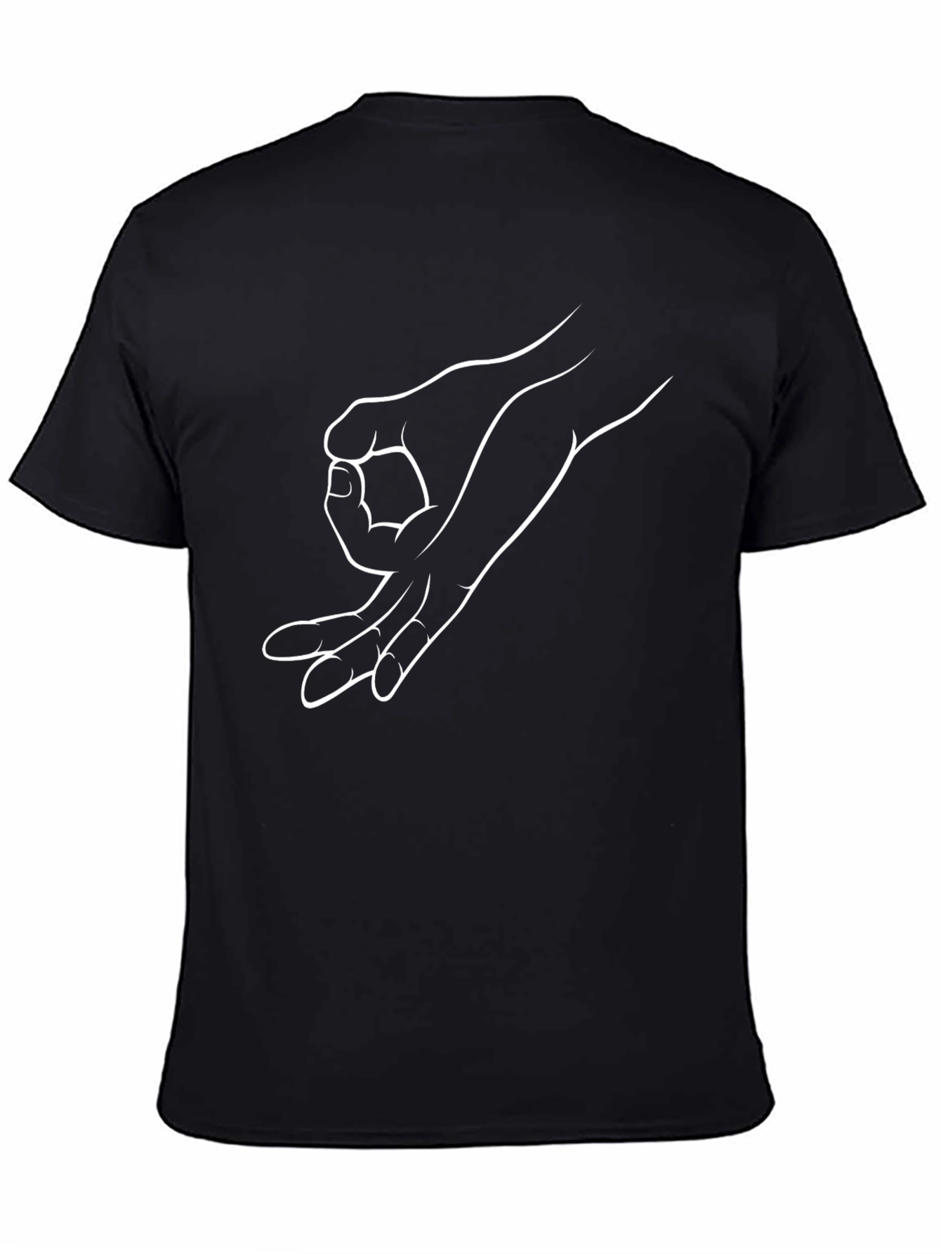 Black T-Shirt with Circle Game Hand Graphic