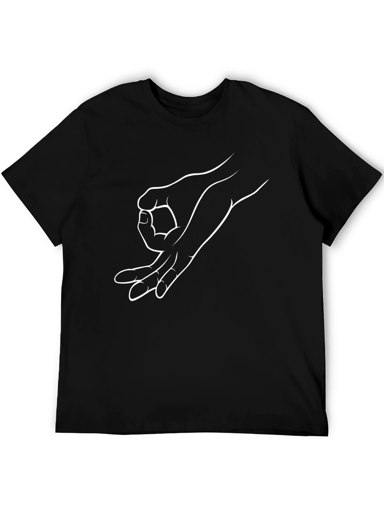 Black T-Shirt with Circle Game Hand Graphic