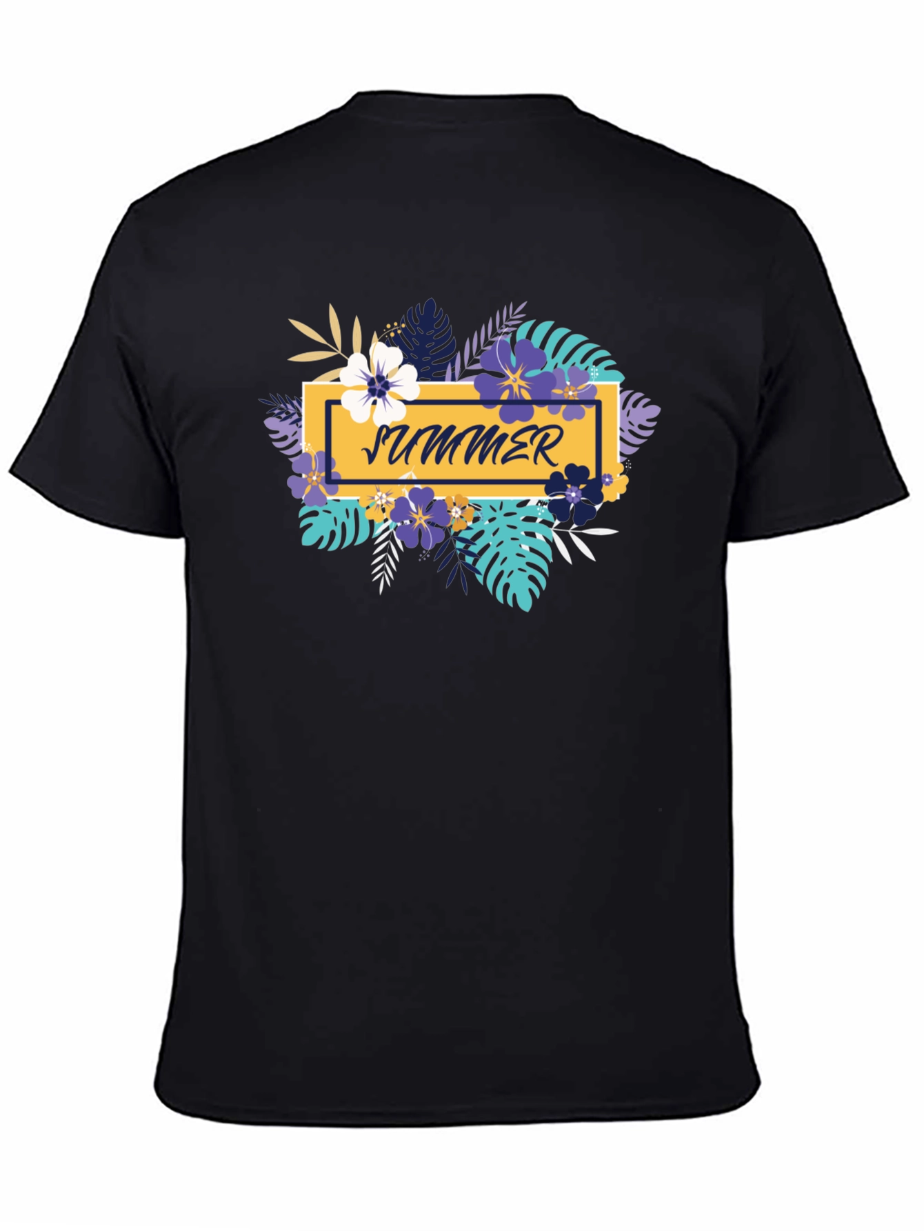 Summer Floral Graphic Black T-Shirt