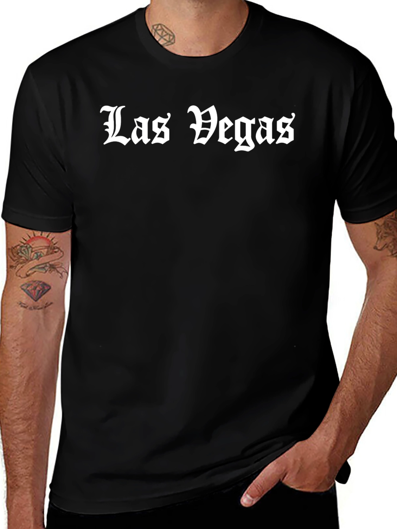 Las Vegas Graphic T-Shirt - Black Crew Neck Tee