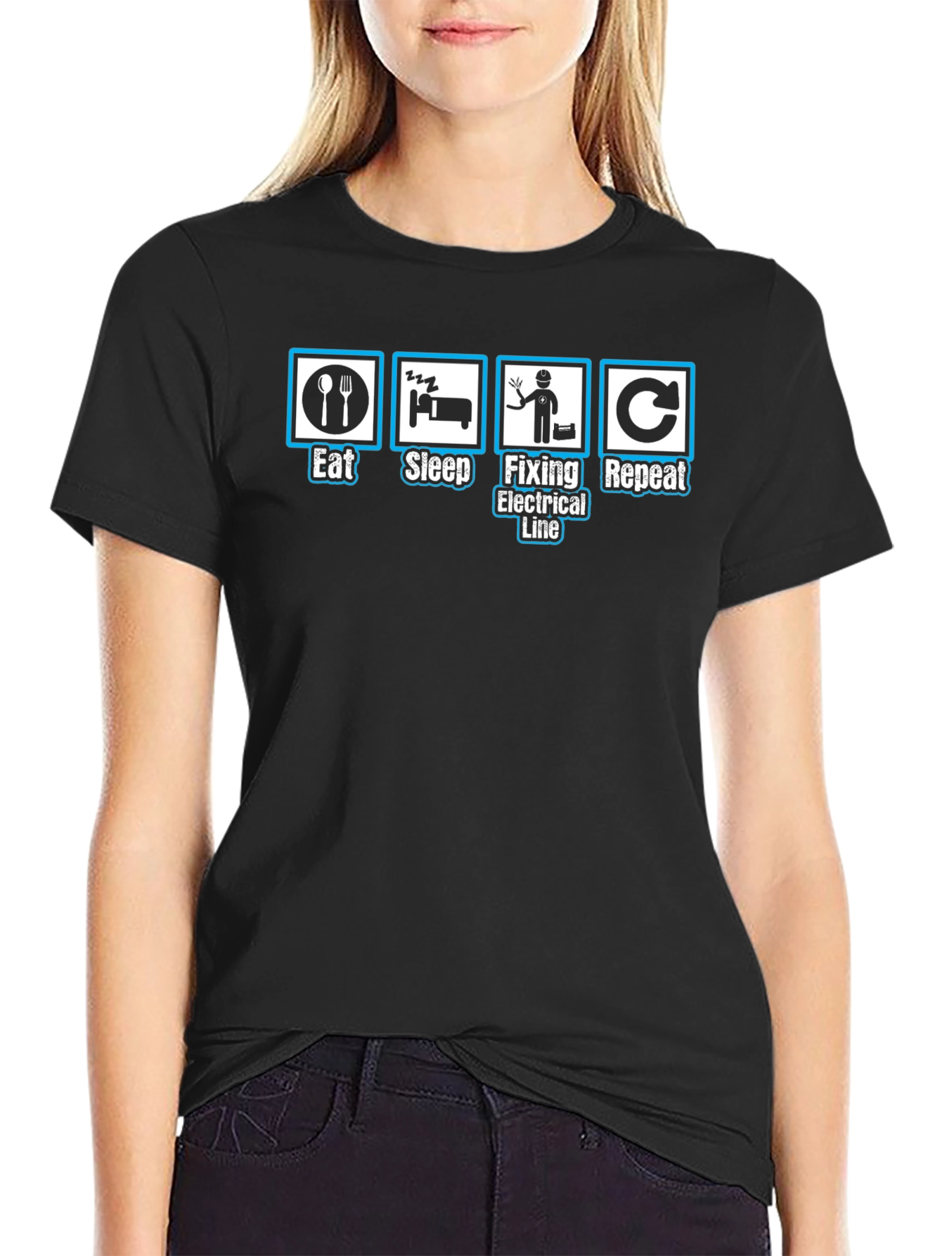 Eat Sleep Fix Electrical Line Repeat T-Shirt