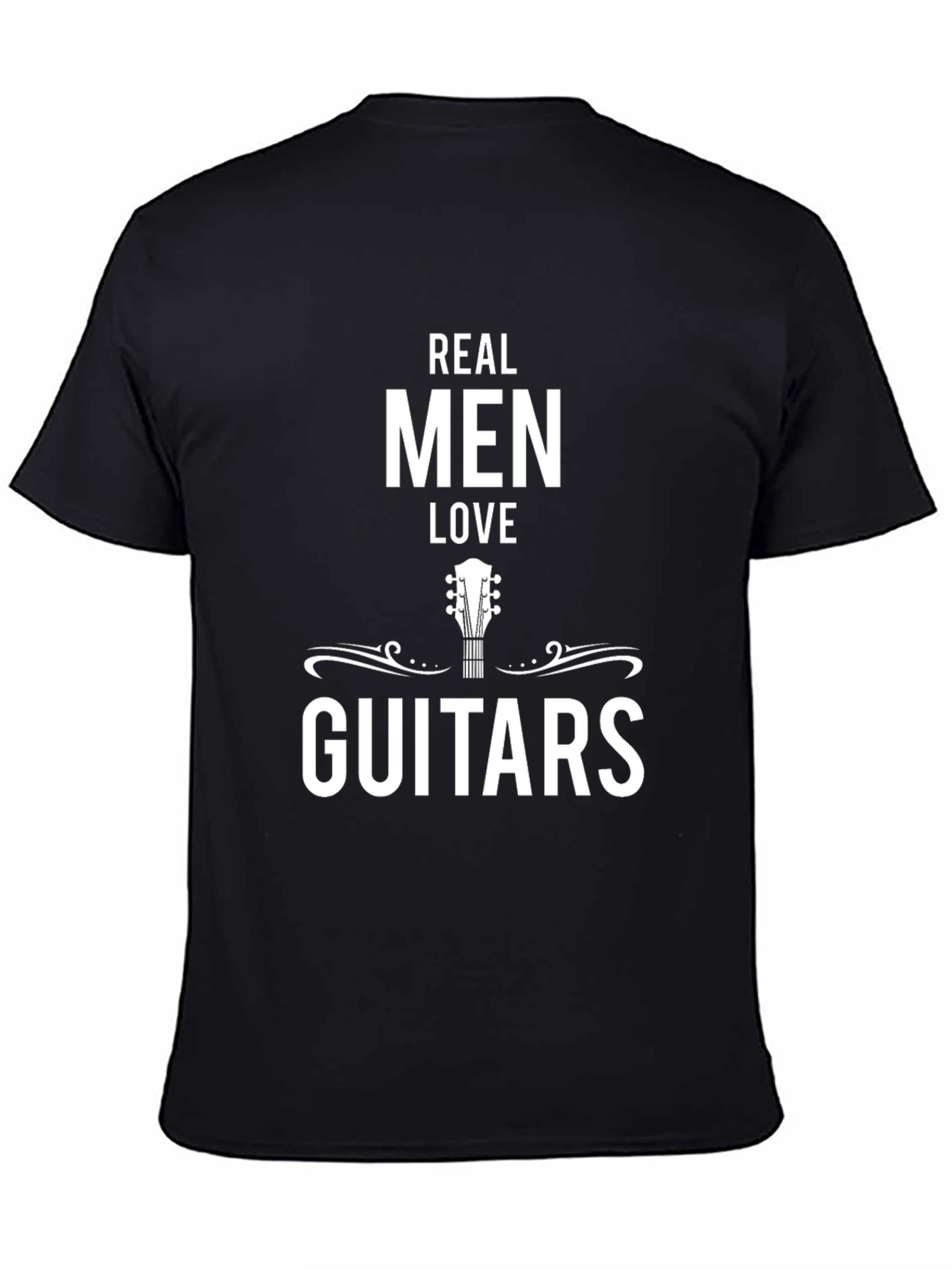 Real Men Love Guitars Black Graphic T-Shirt