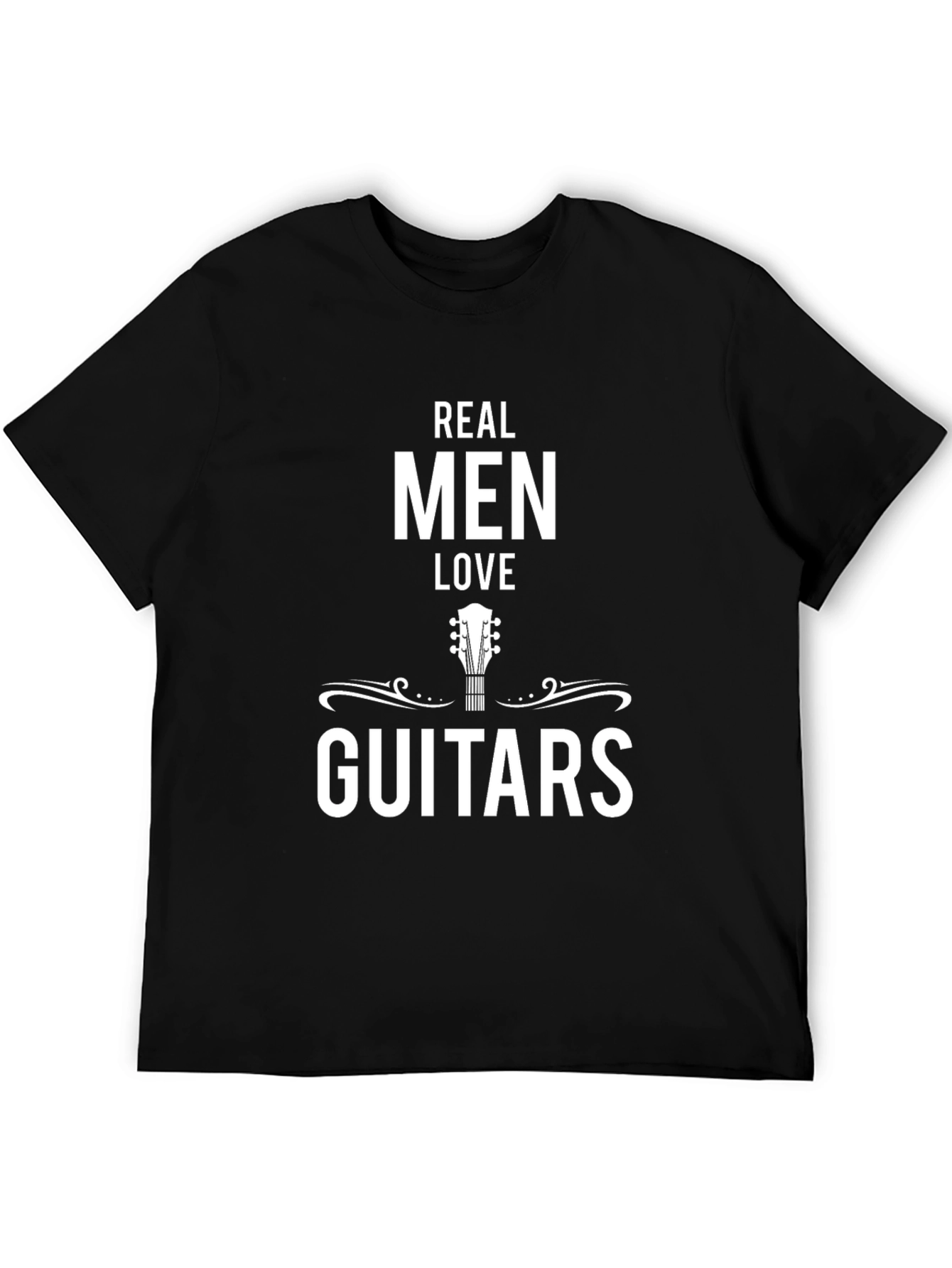 Real Men Love Guitars Black Graphic T-Shirt