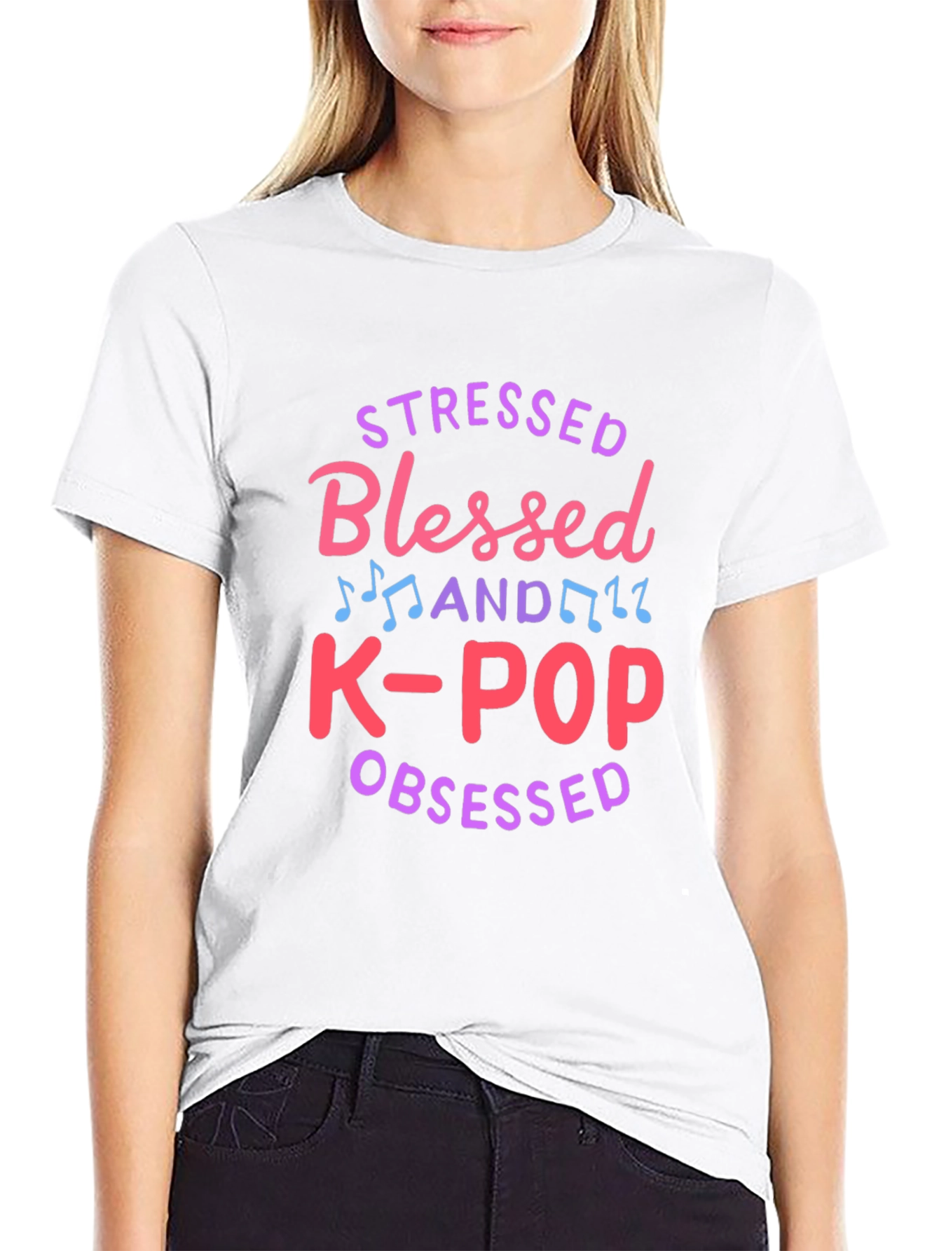 Stressed Blessed K-Pop Obsessed Graphic Tee