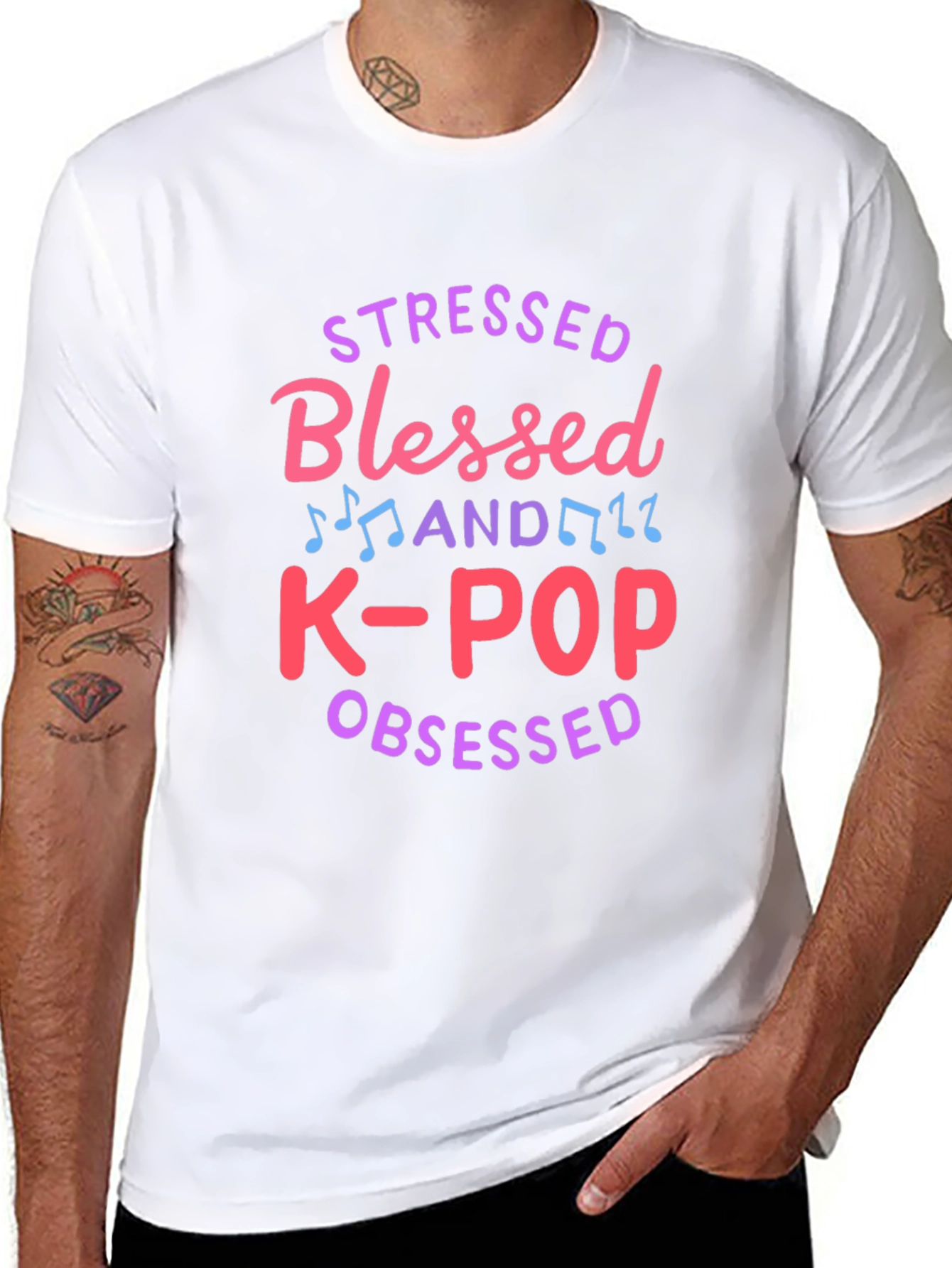 Stressed Blessed K-Pop Obsessed Graphic Tee
