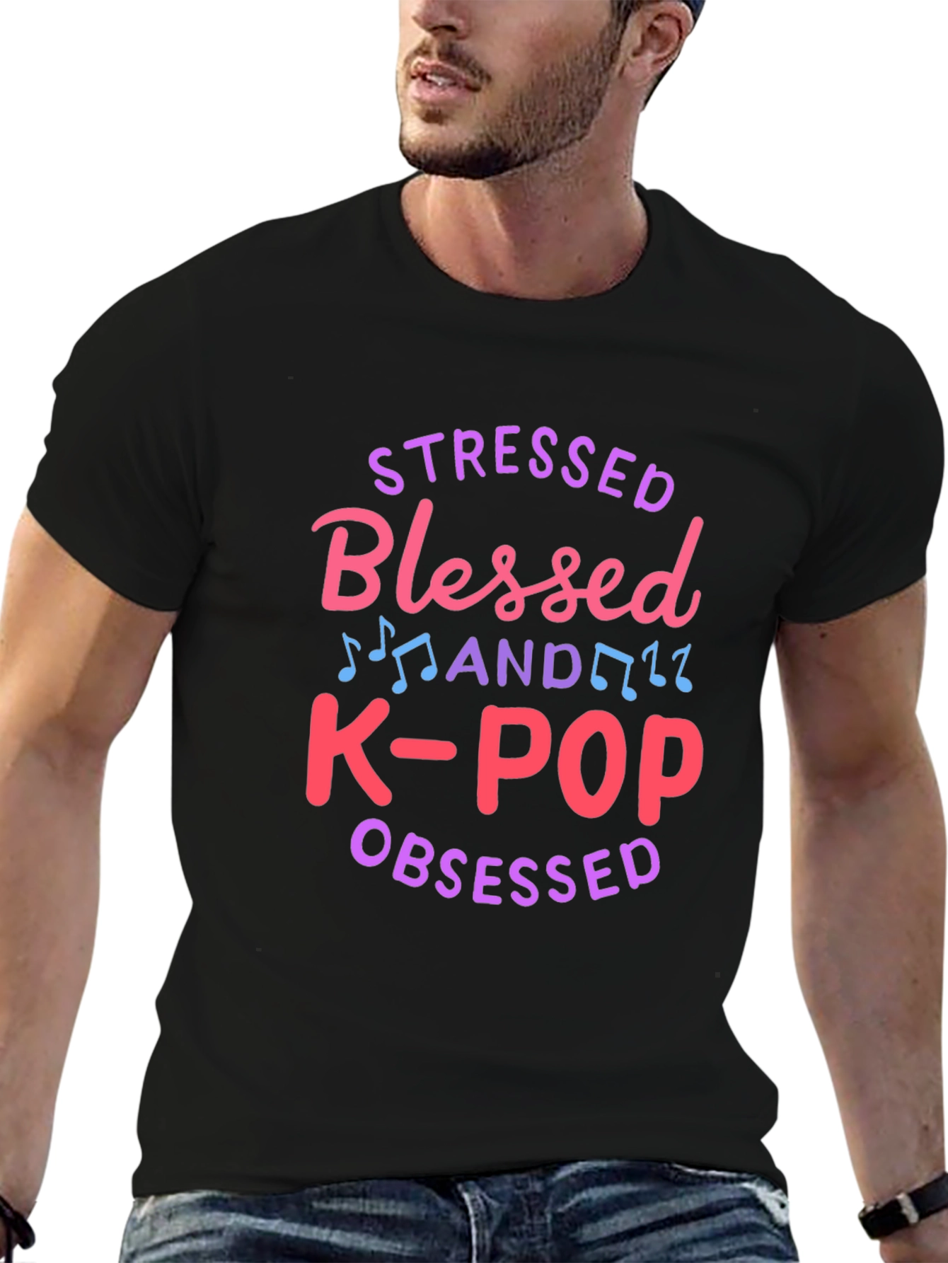 Stressed Blessed K-Pop Obsessed Graphic Tee