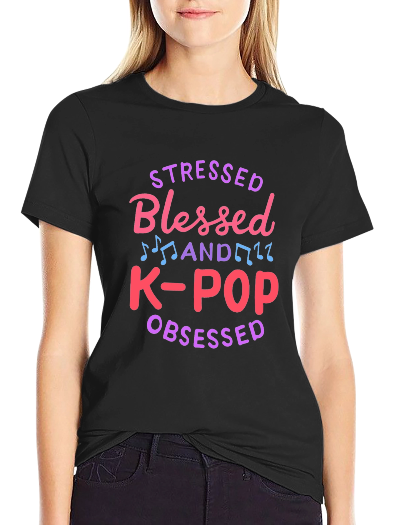 Stressed Blessed K-Pop Obsessed Graphic Tee