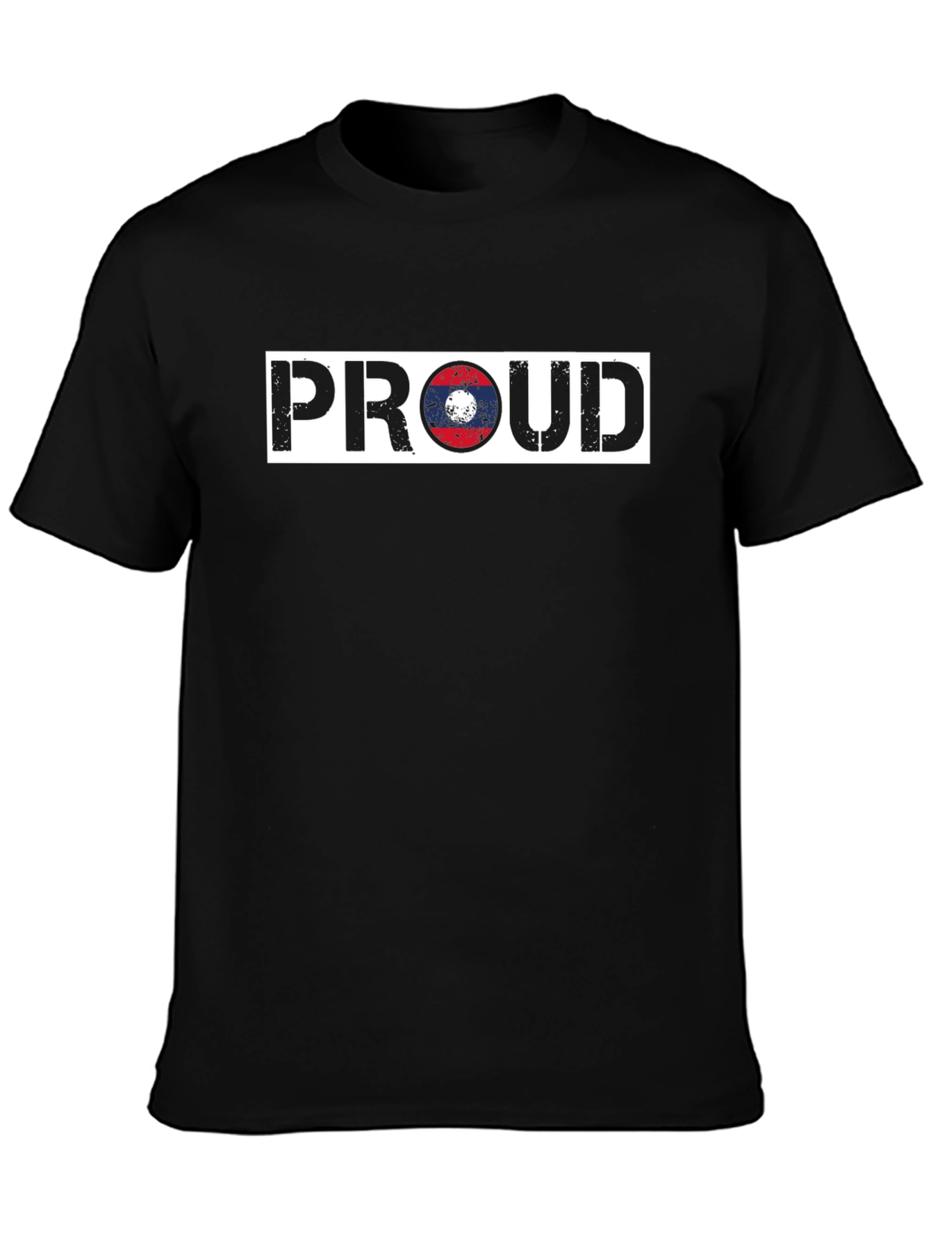 Proud Laos Flag T-Shirt - Black