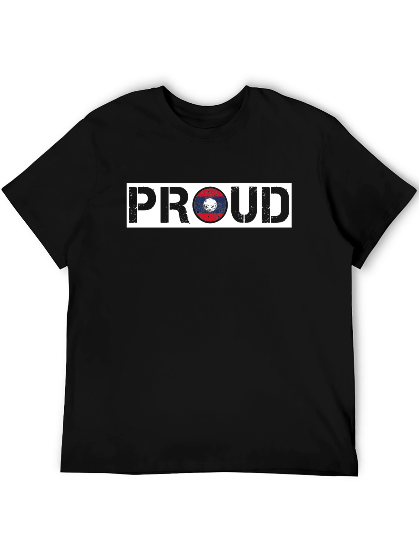 Proud Laos Flag T-Shirt - Black