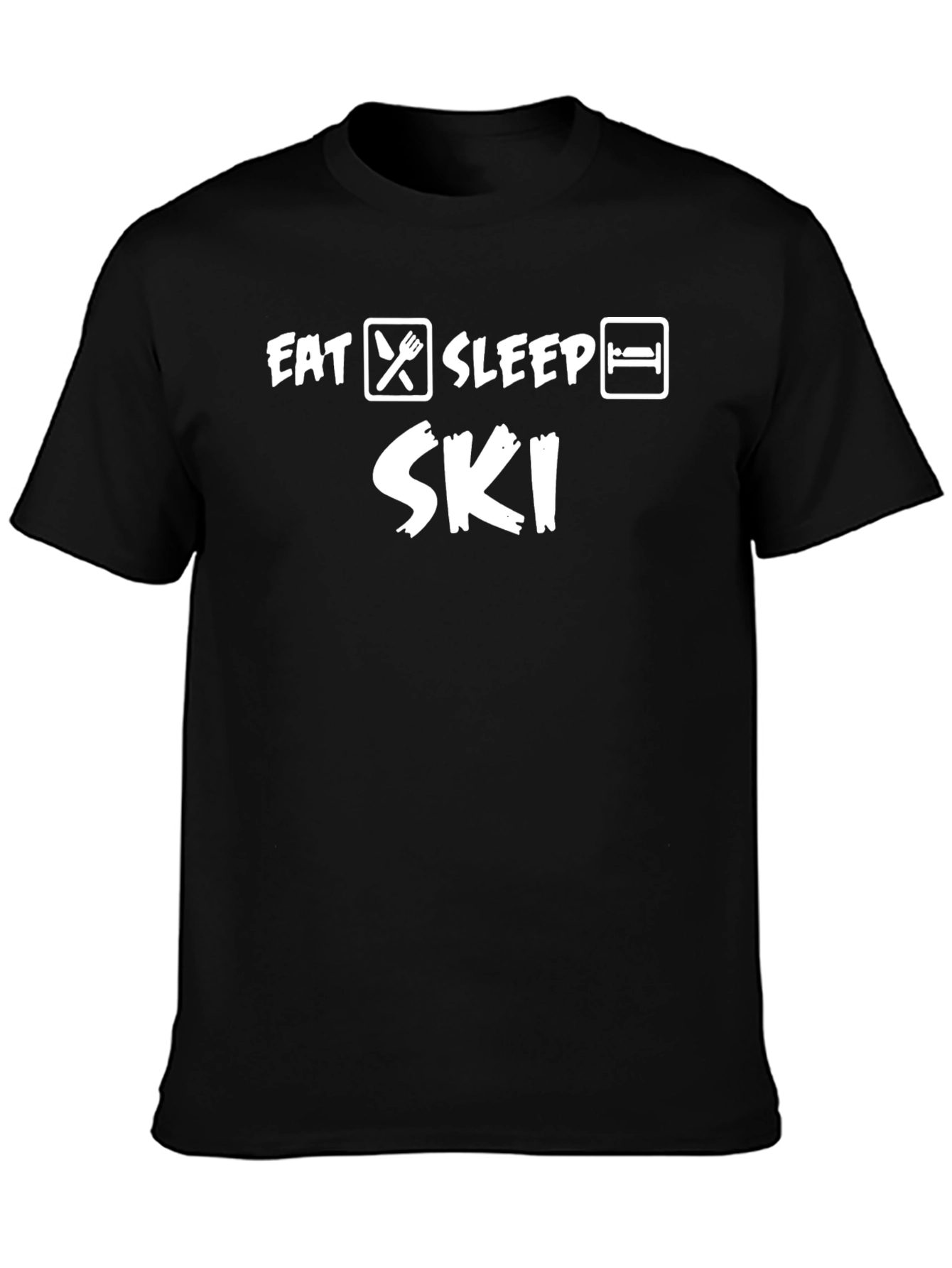 Eat Sleep Ski T-Shirt - Black Graphic Tee