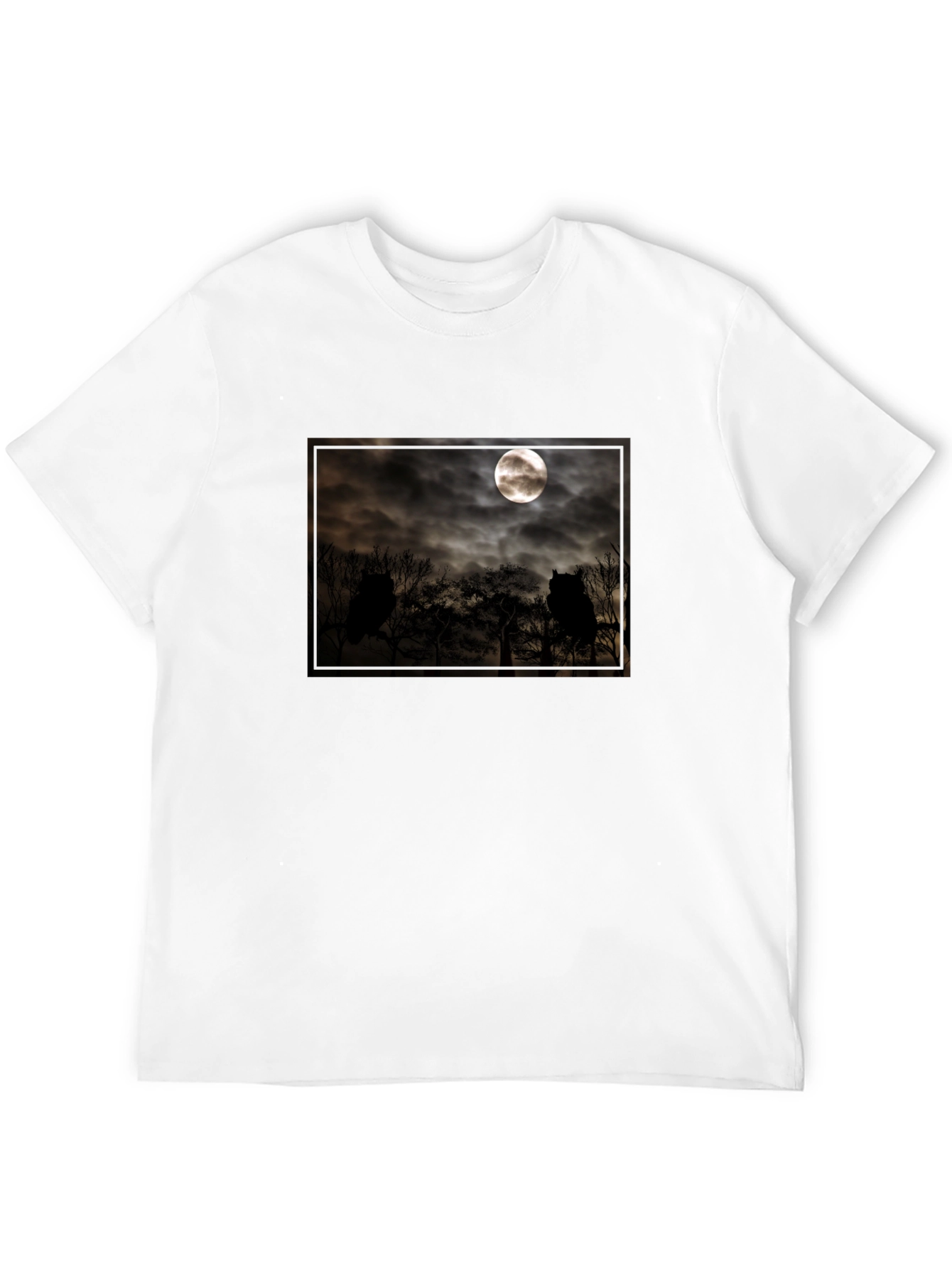 Eerie Moonlit Owl Scene Tee