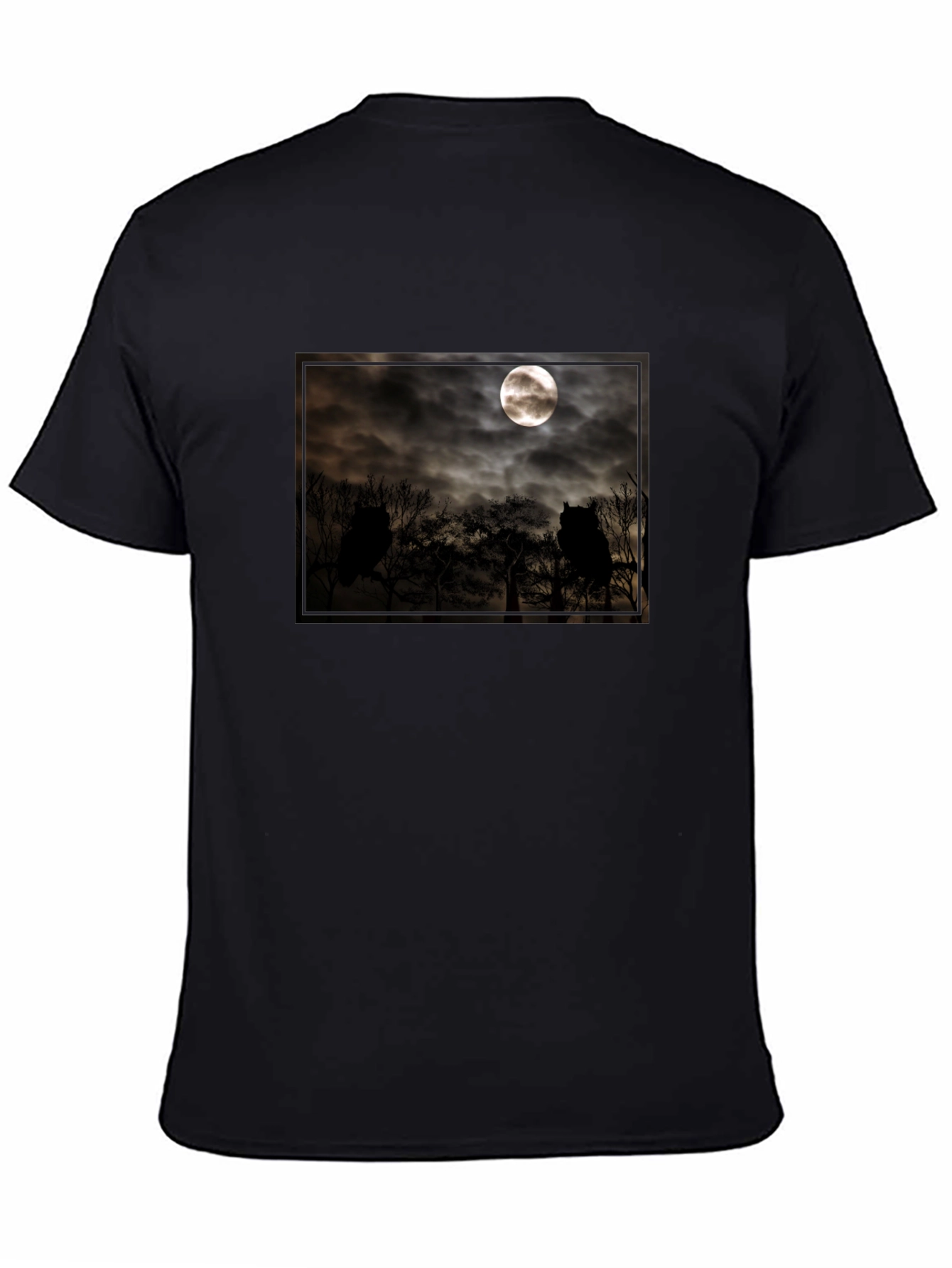 Eerie Moonlit Owl Scene Tee