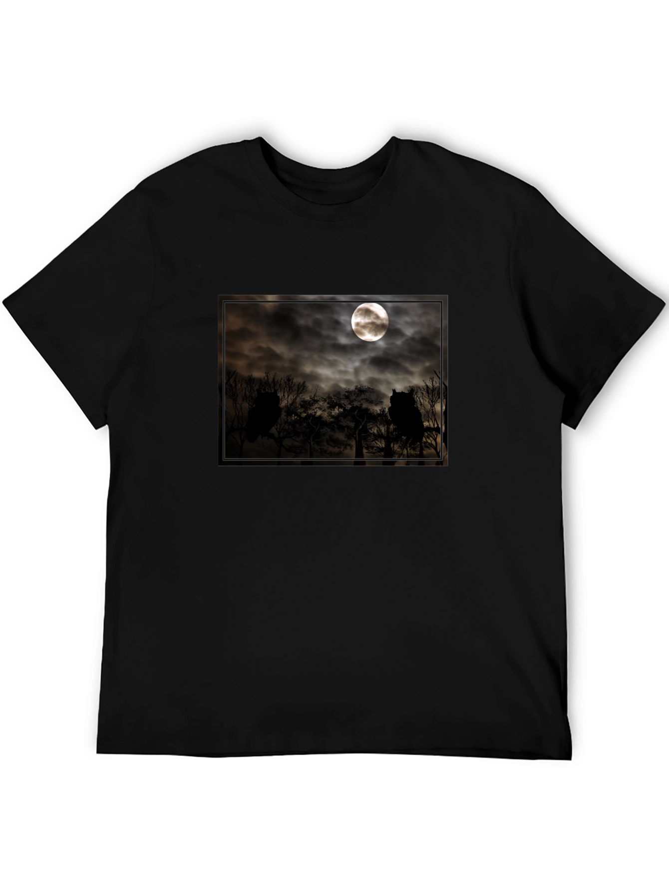 Eerie Moonlit Owl Scene Tee
