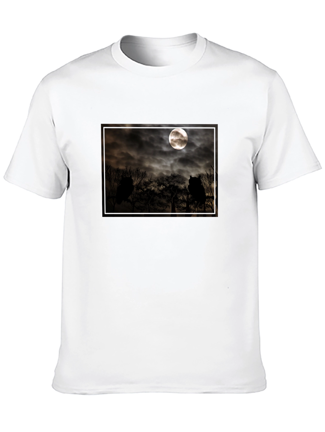 Eerie Moonlit Owl Scene Tee