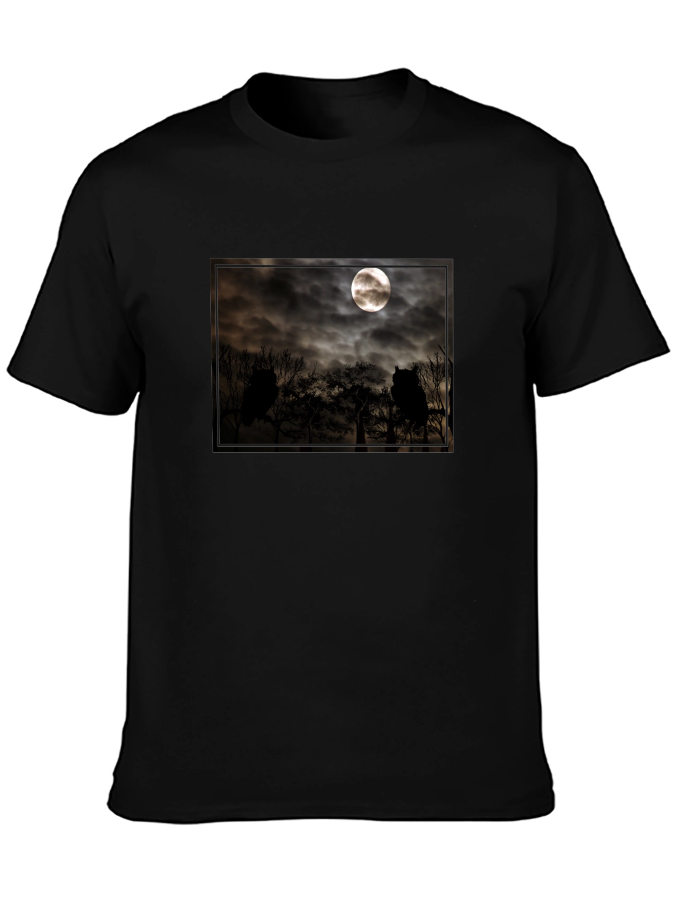 Eerie Moonlit Owl Scene Tee