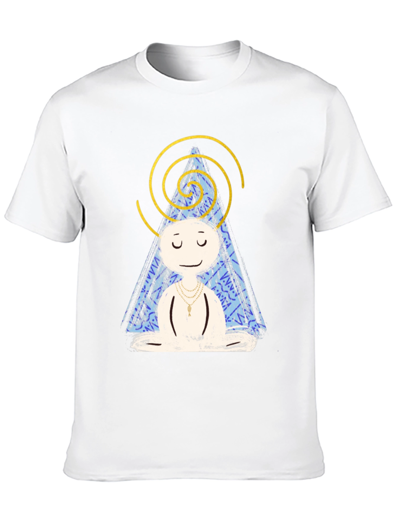 Meditating Character Graphic Tee - Black Cotton Blend Shirt